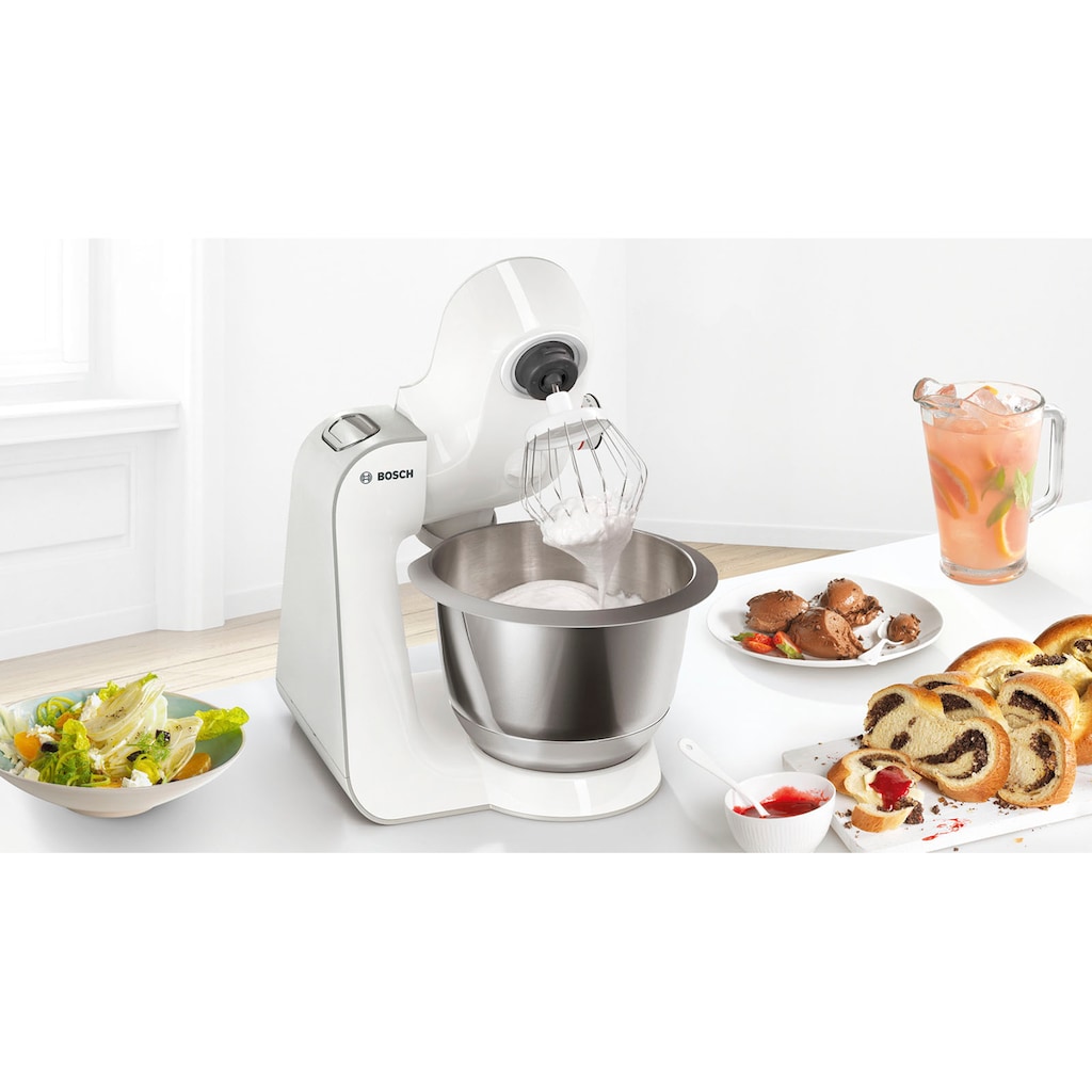 BOSCH Küchenmaschine »CreationLine MUM58W20«, vielseitig einsetzbar, Mixer, Durchlaufschnitzler, 3 Reibescheiben