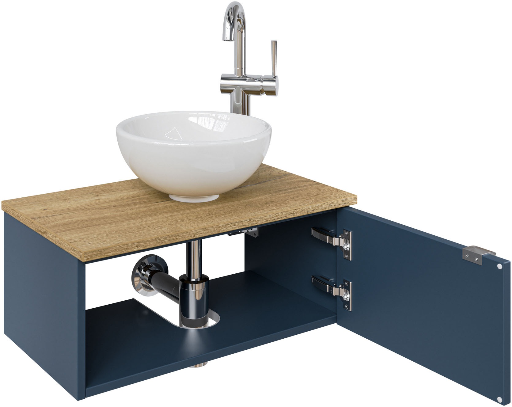 Saphir Waschtisch »Serie 6915 Waschschale mit Unterschrank für Gästebad, Gäste WC«, 61 cm mit Keramik-Aufsatzbecken, 1 Tür und 1 Fach
