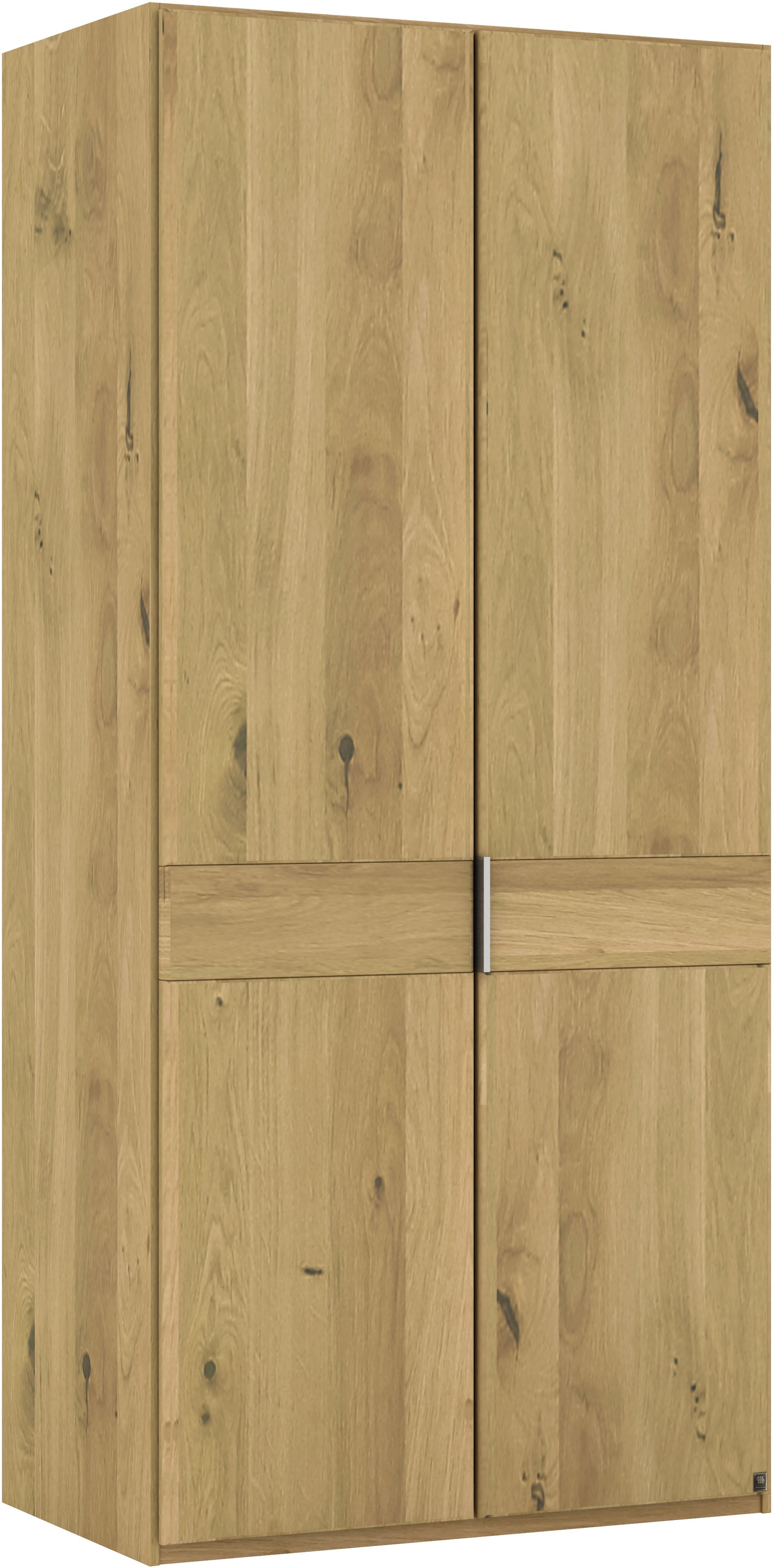 Musterring Drehtürenschrank »Savona, Kleiderschrank, Schrank, Garderobe, teilmassiv Eiche« mit Türdämpfern, in 5 Breiten & 2 Höhen, extra Böden, MADE IN GERMANY,  Türen in Bianco-Eiche massiv, mit Querriegel, verschiedene Größen