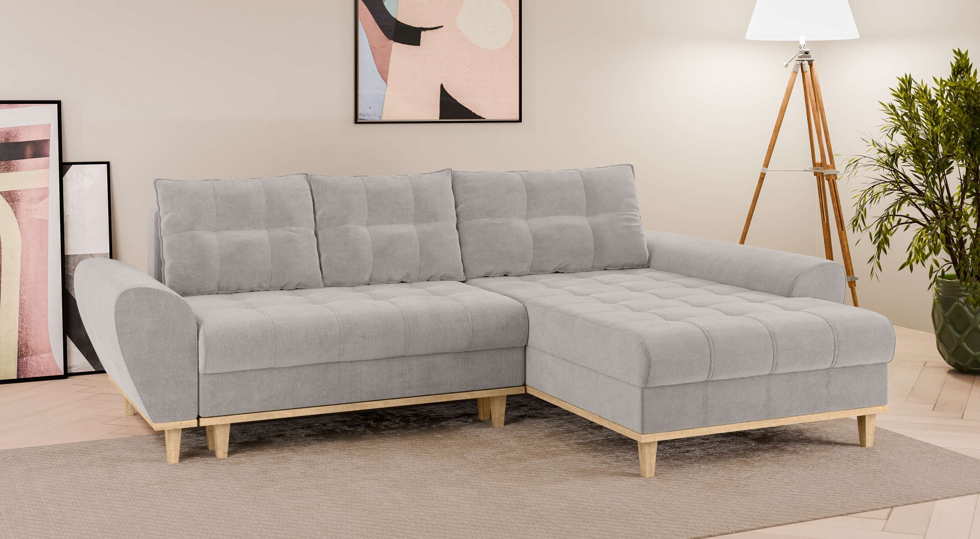 Home affaire Ecksofa »Ahrdorf mit Bettfunktion und Bettkasten, Maße: B/H/T 268/86/175 cm« L-Form mit 3 Rückenkissen  und moderne gerundete Armlehnen