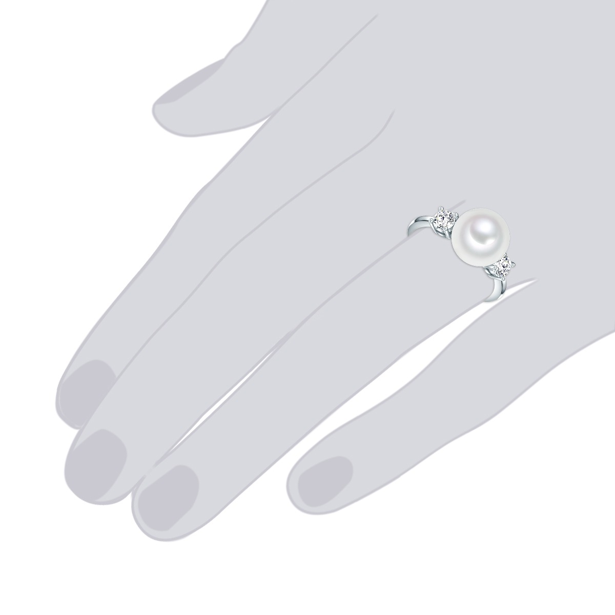 Rafaela Donata Perlenring »RD432«, (1 tlg.), Ring Sterling Silber Muschelkernperle weiß Zirkonia weiß