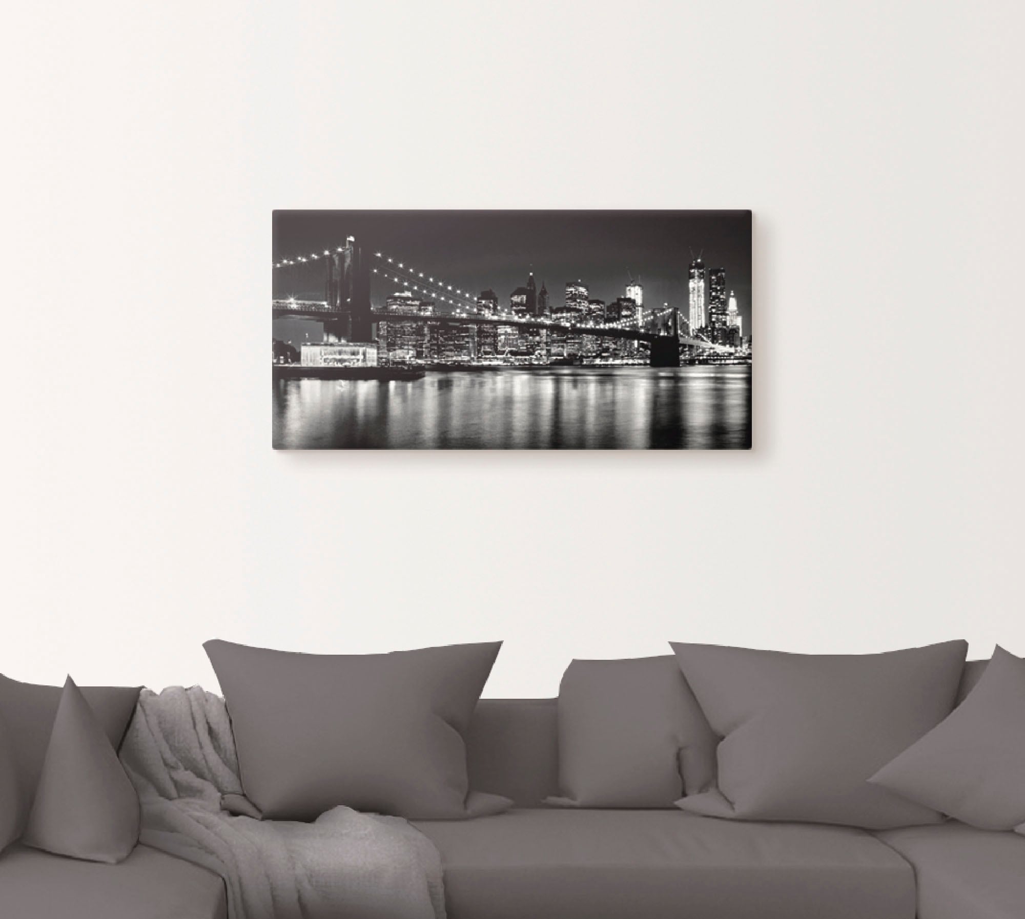 Artland Leinwandbild »Nächtliche Skyline Manhattan I« Amerika 1 Stk. tlg. auf Holzrahmen gespannt