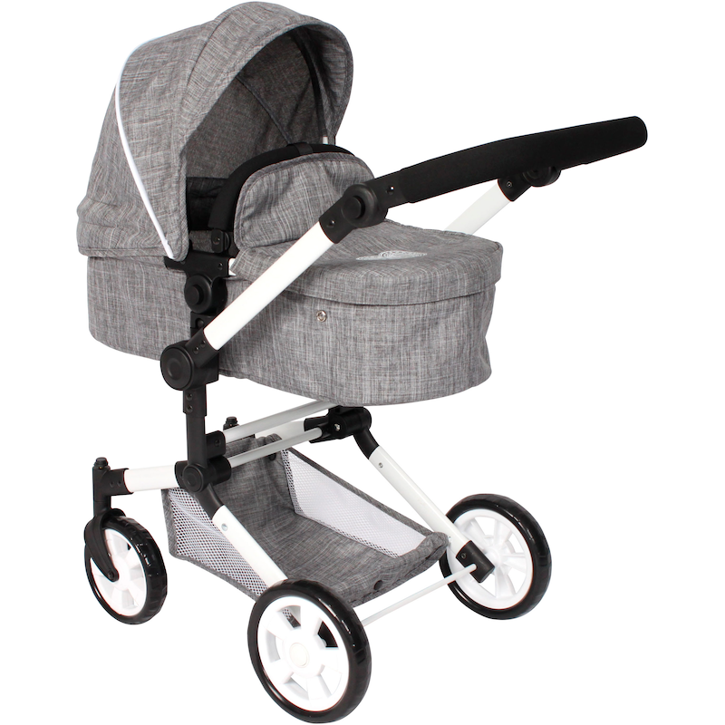 CHIC2000 Kombi-Puppenwagen »Linus« mit schwenkbaren Vorderrädern Jeans grau