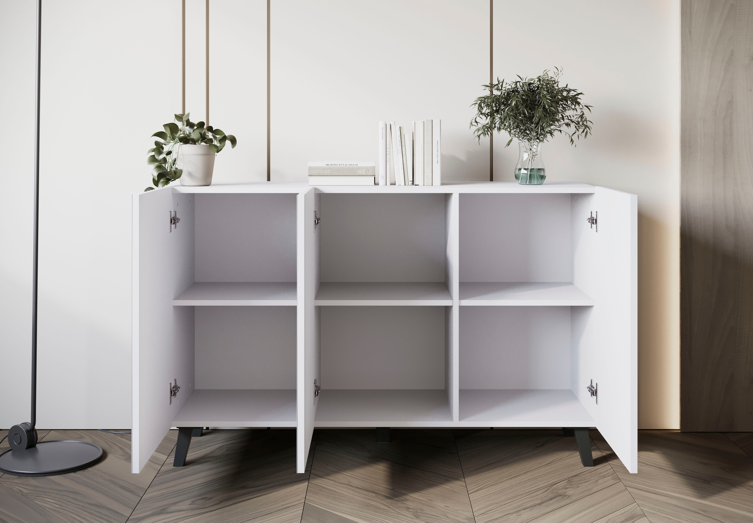 INOSIGN Sideboard »SIDEBOARD PHUKET«, (1 St.), Modernes Sideboard mit 6 Fächern, Breite 120 cm