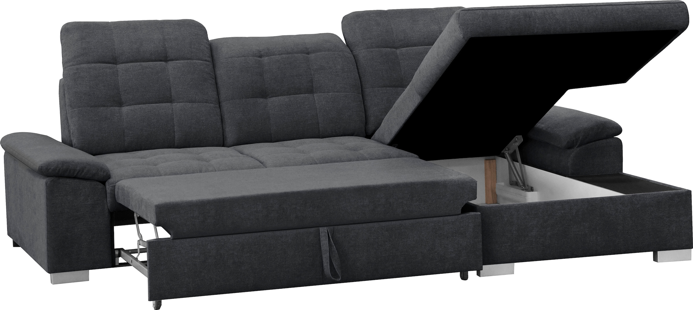 WERK2 Ecksofa Carmen, Sofa, Eckcouch mit Schlaffunktion, Bettkasten und Sitztiefenverstellung