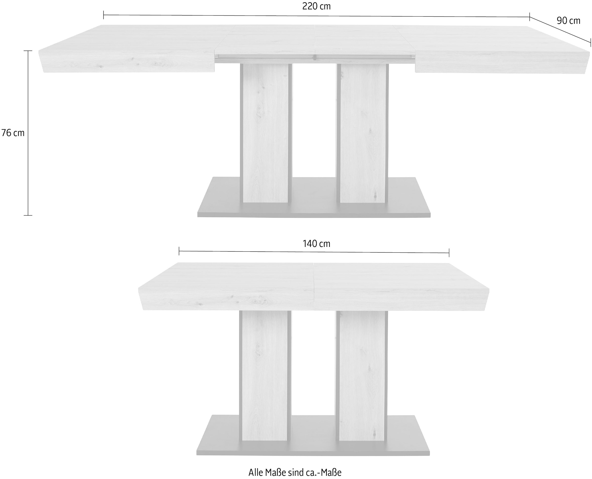 HELA Säulen-Esstisch, auf bestellen Synchronauszug Raten 140-180-220cm