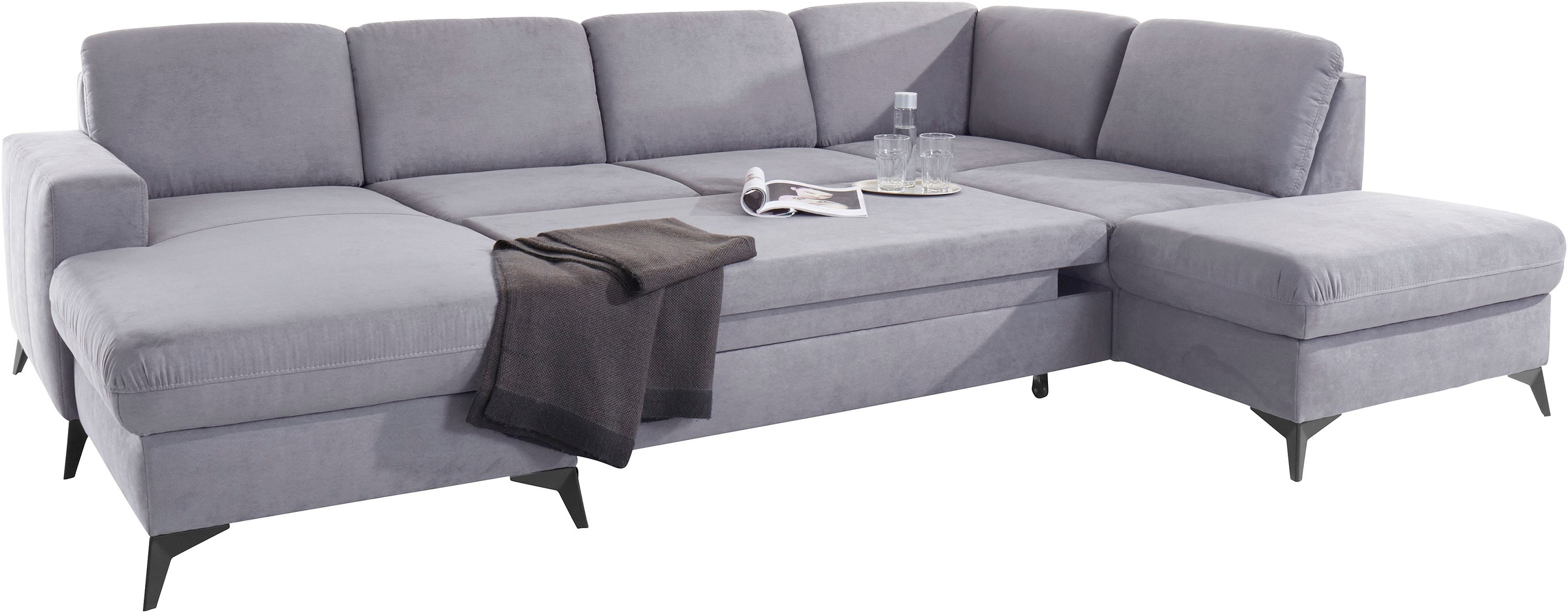 Places of Style Wohnlandschaft »Lolland U-Form«, Wahlweise mit Bettfunktion und Stauraum, auch mit abwischbarem Bezug