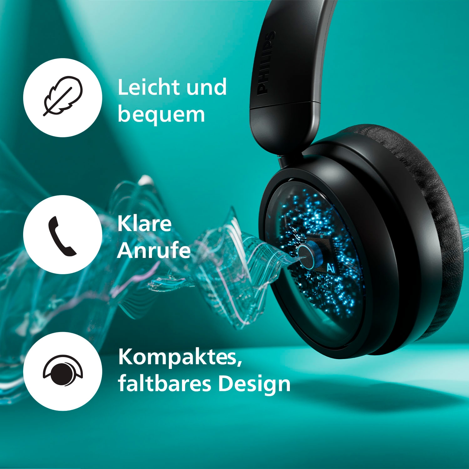 Philips Over-Ear-Kopfhörer »TAH5209«, Bluetooth-A2DP Bluetooth-AVRCP Bluetooth-HFP, Geräuschisolierung-Multi-Point-Verbindung-Sprachsteuerung