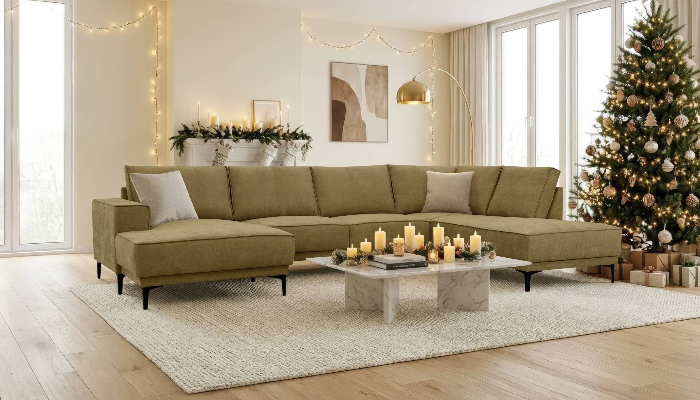 OTTO home Wohnlandschaft »XXL Sofa Oland, Struktur, Flachgewebe, Luxus-Micr günstig online kaufen