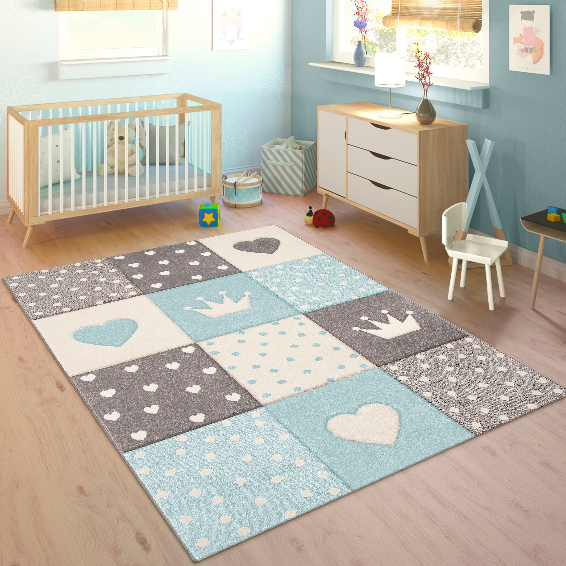Paco Home Kinderteppich "Cosmo 339" rechteckig 16 mm Höhe Kurzflor, Pastell günstig online kaufen