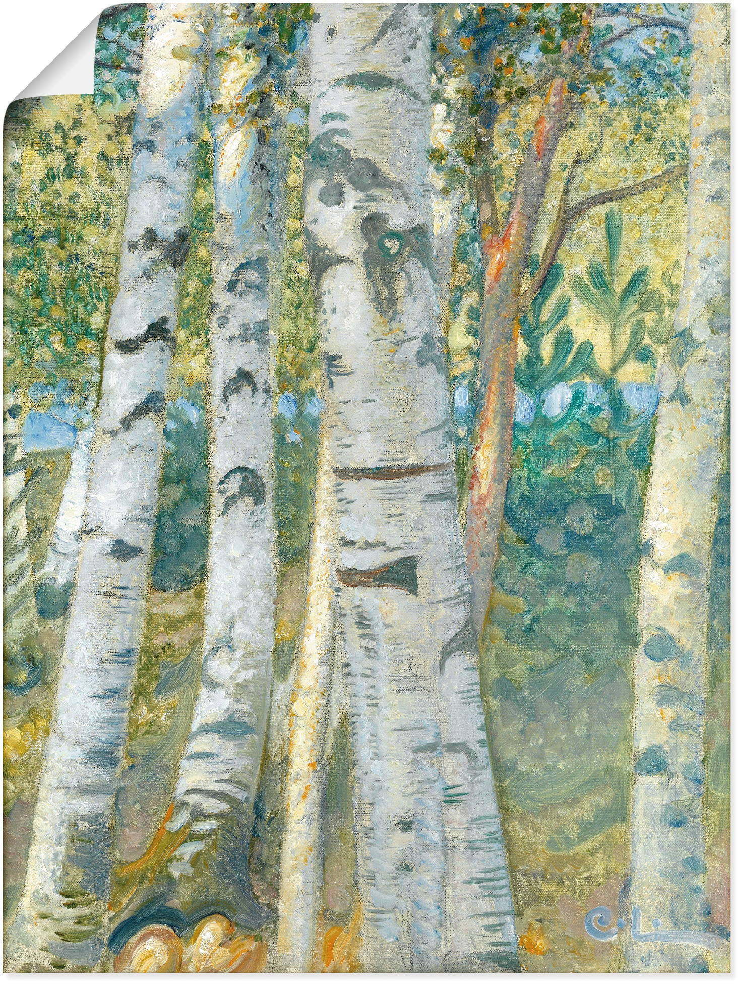 Artland Kunstdruck »Birkenstämme. 1910«, Bäume, (1 St.), als Leinwandbild, Wandaufkleber oder Poster in versch. Größen