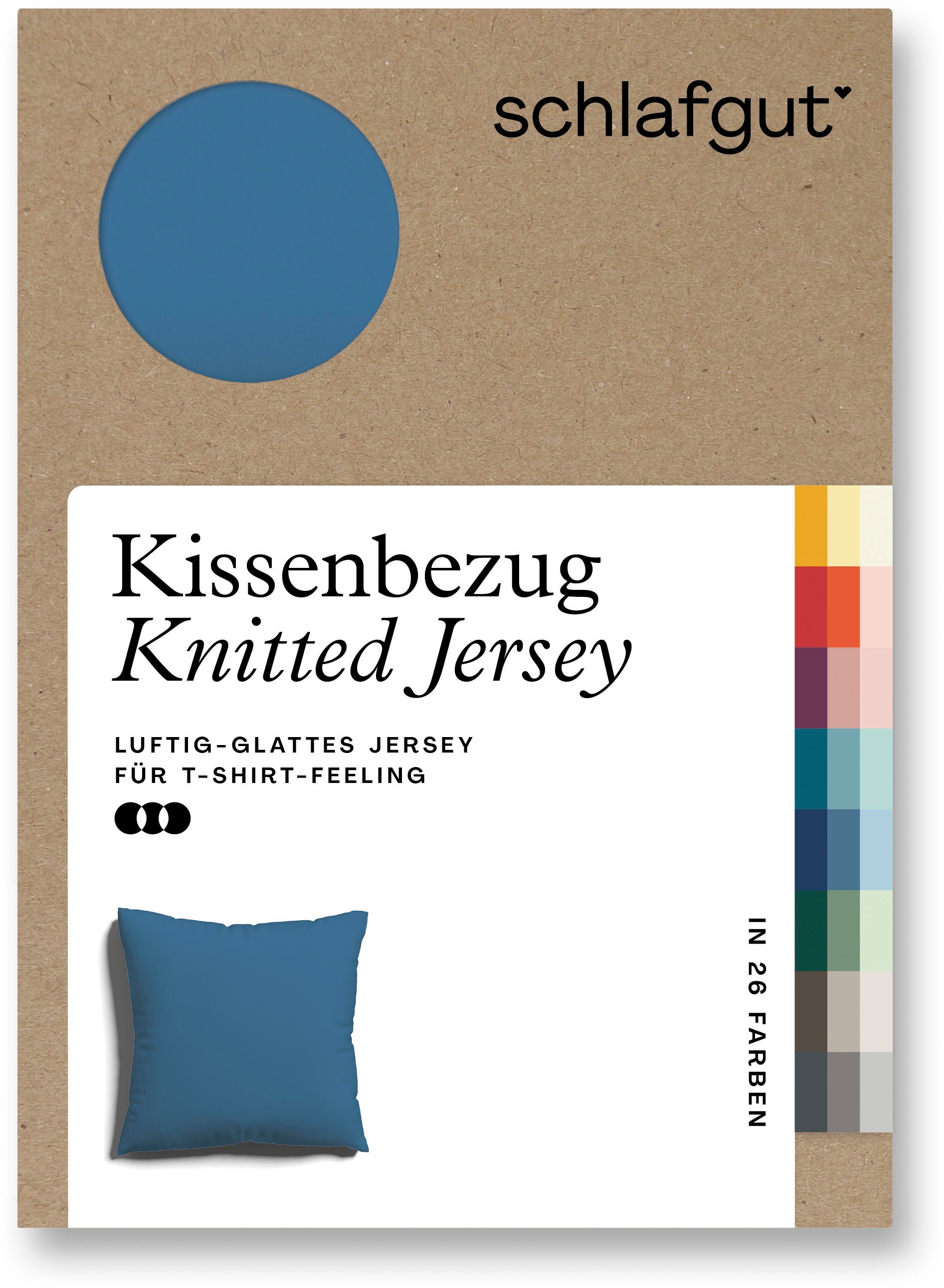 Schlafgut Kissenbezug »Knitted Jersey aus Bio-Baumwolle mit Elasthan, bügelfrei,«, (1 St.), besonders fein gestrickt, Kissenhülle mit farbigem Reißverschluss