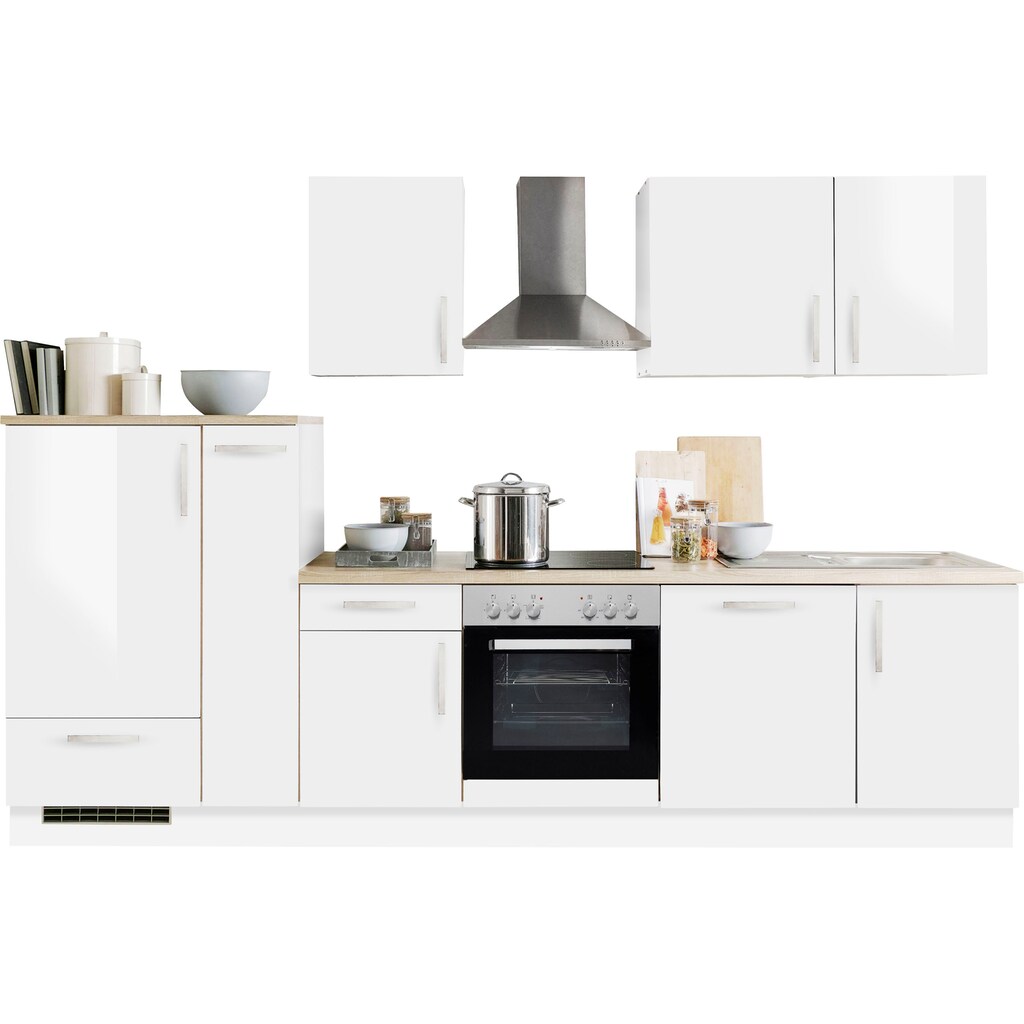 Menke Küchen Küchenzeile »White Premium«, Küchenzeile mit E-Geräten, Breite 310 cm