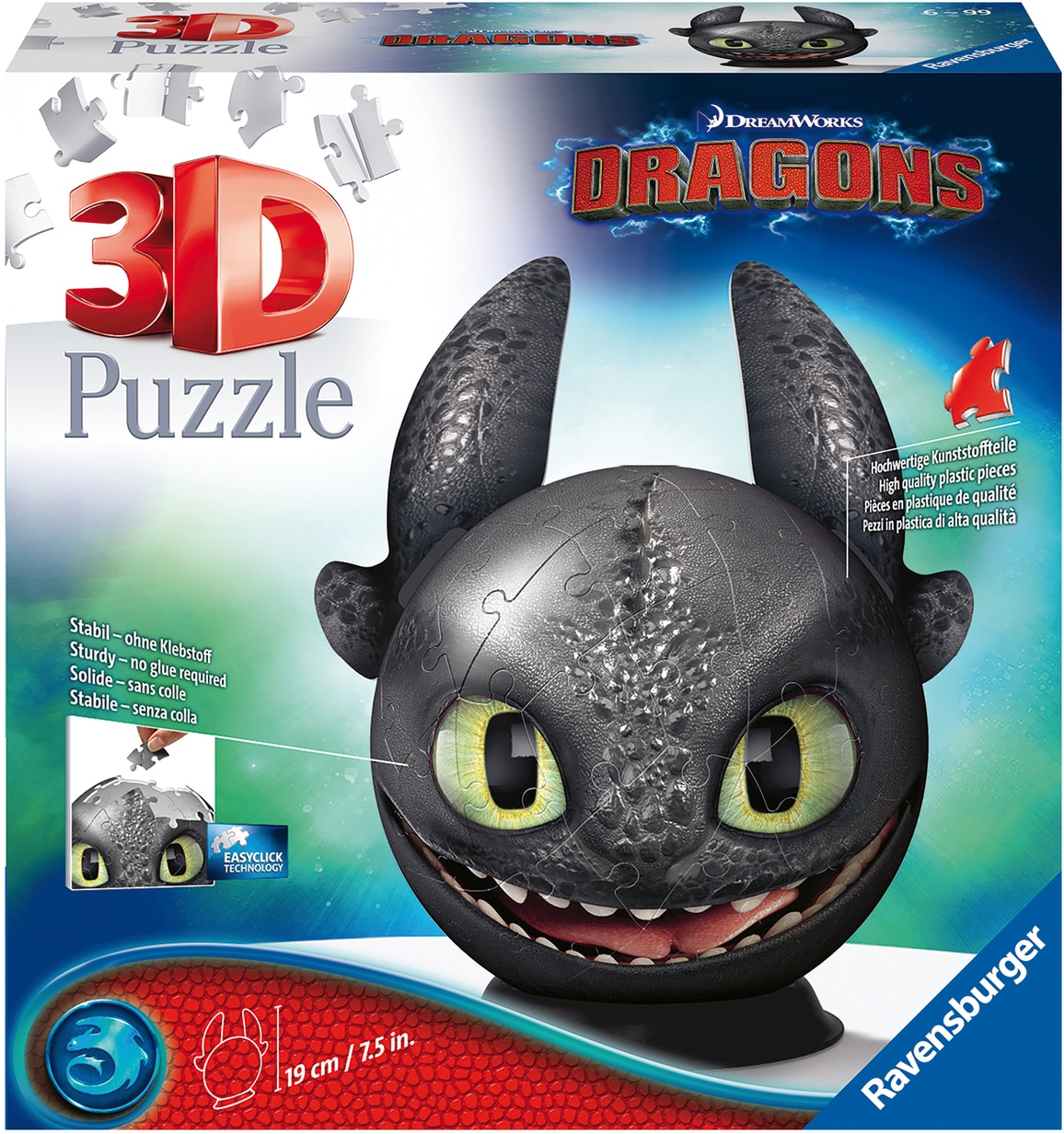 Puzzleball »Dragons 3 - Ohnezahn mit Ohren«, Made in Europe, FSC® - schützt Wald -...