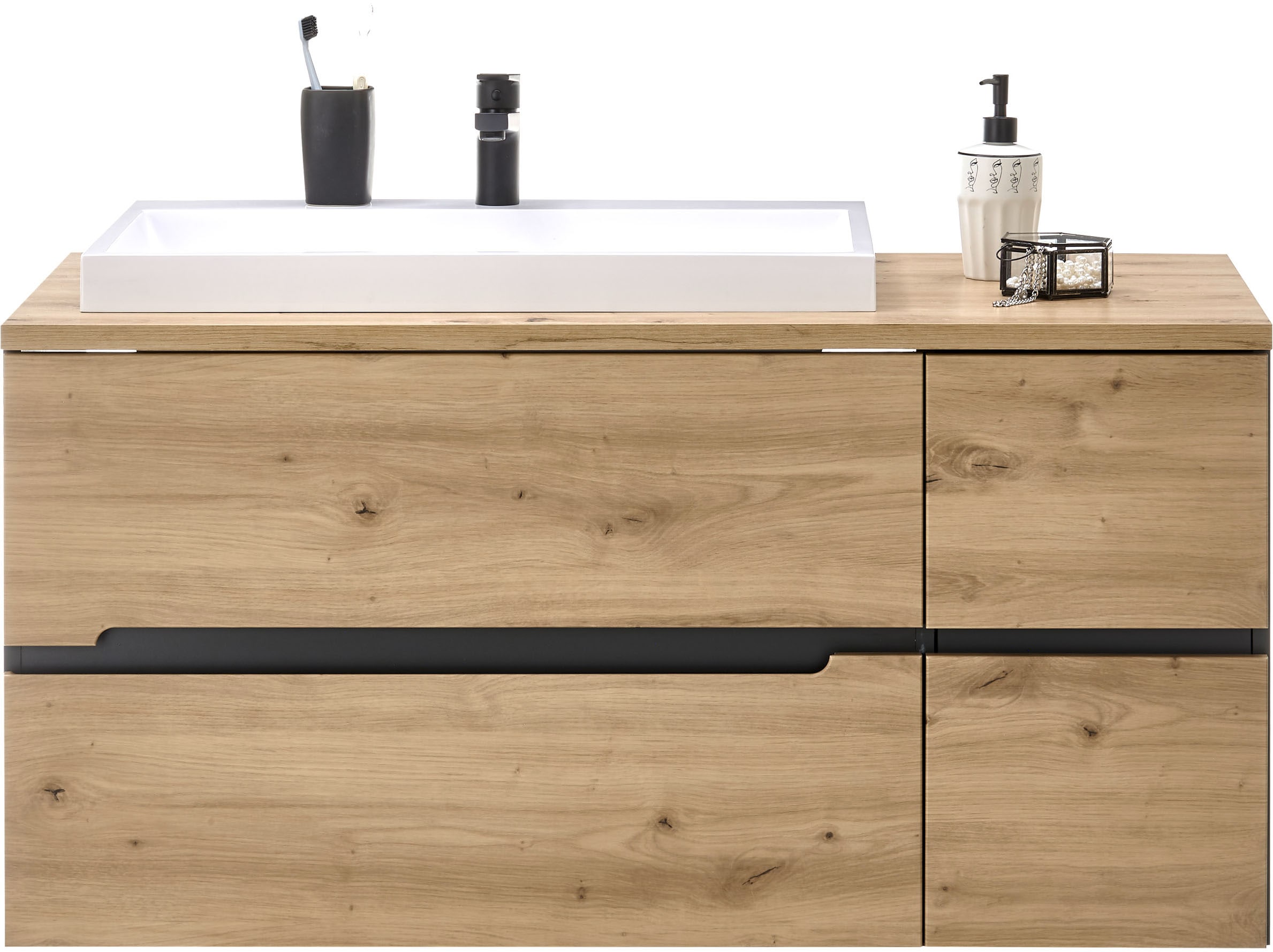 BASIC by Balculina Waschtisch »Memphis, Waschtisch BxHxT 110 x 54 x 53«, Breite 110 cm, mit Waschbecken, Softclose