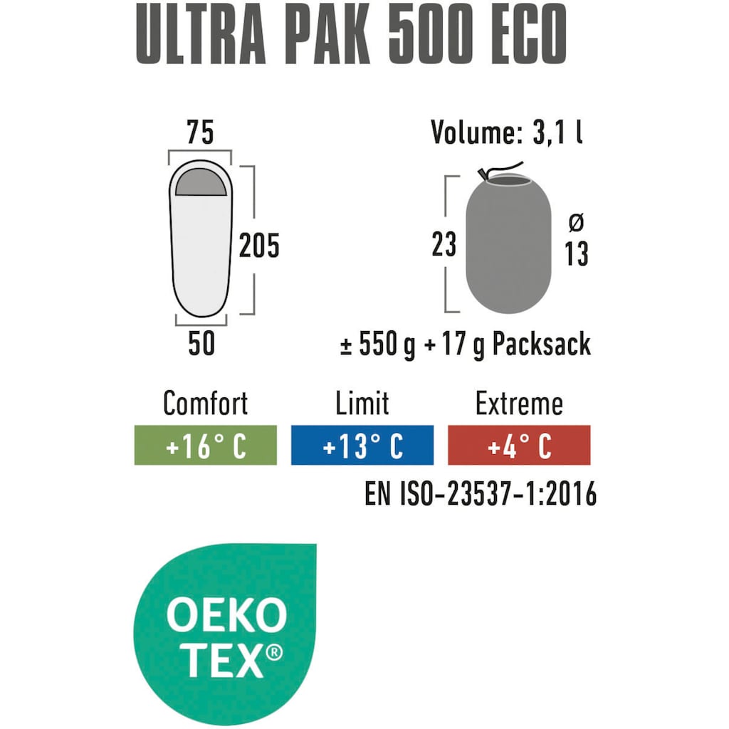 High Peak Mumienschlafsack »Schlafsack Ultra Pak 500 Eco«
