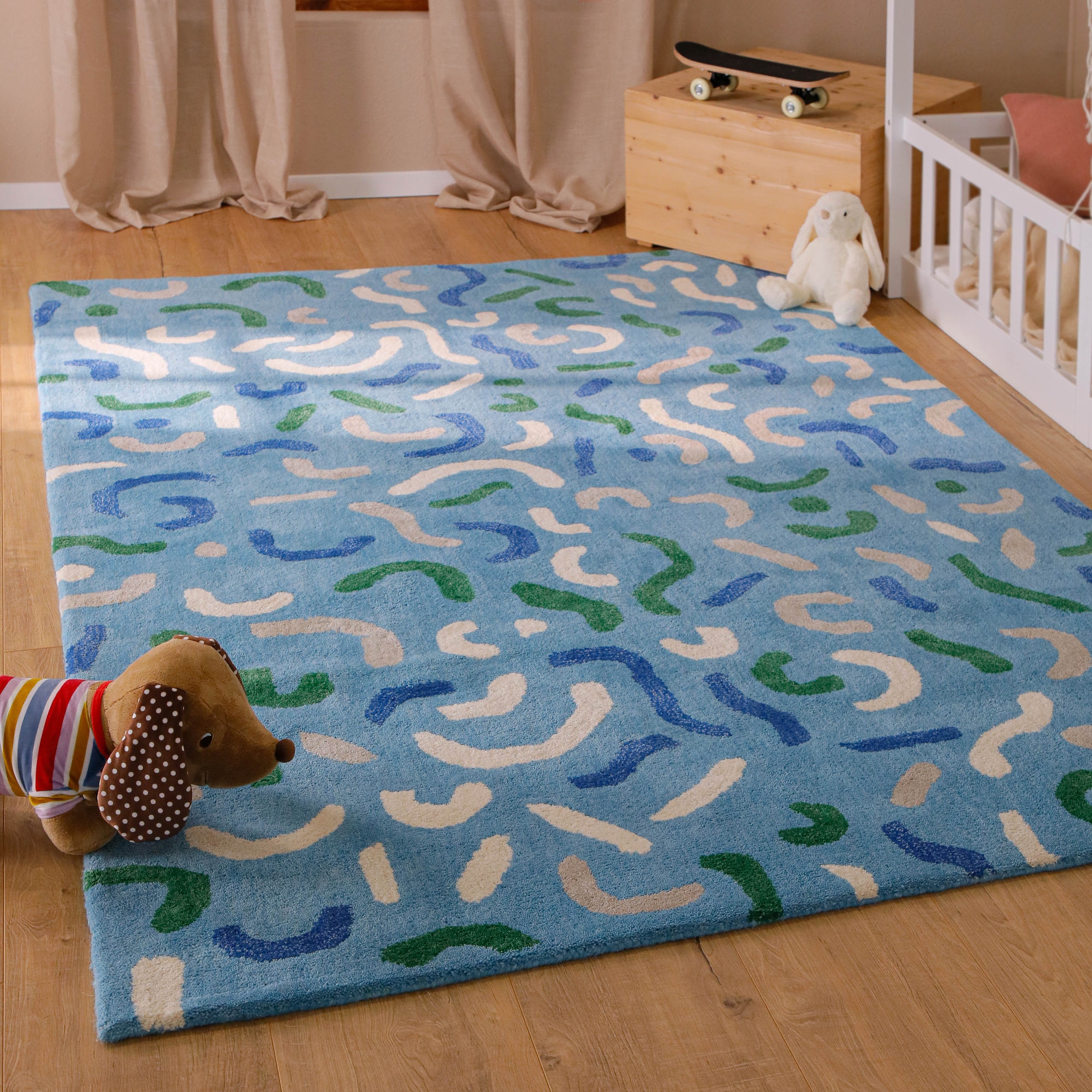 SMART KIDS Kinderteppich »Confetti« rechteckig 16 mm Höhe Kinder- & Spielteppich, Hoch-Tief-Effekt, Schurwolle, Kinderzimmer