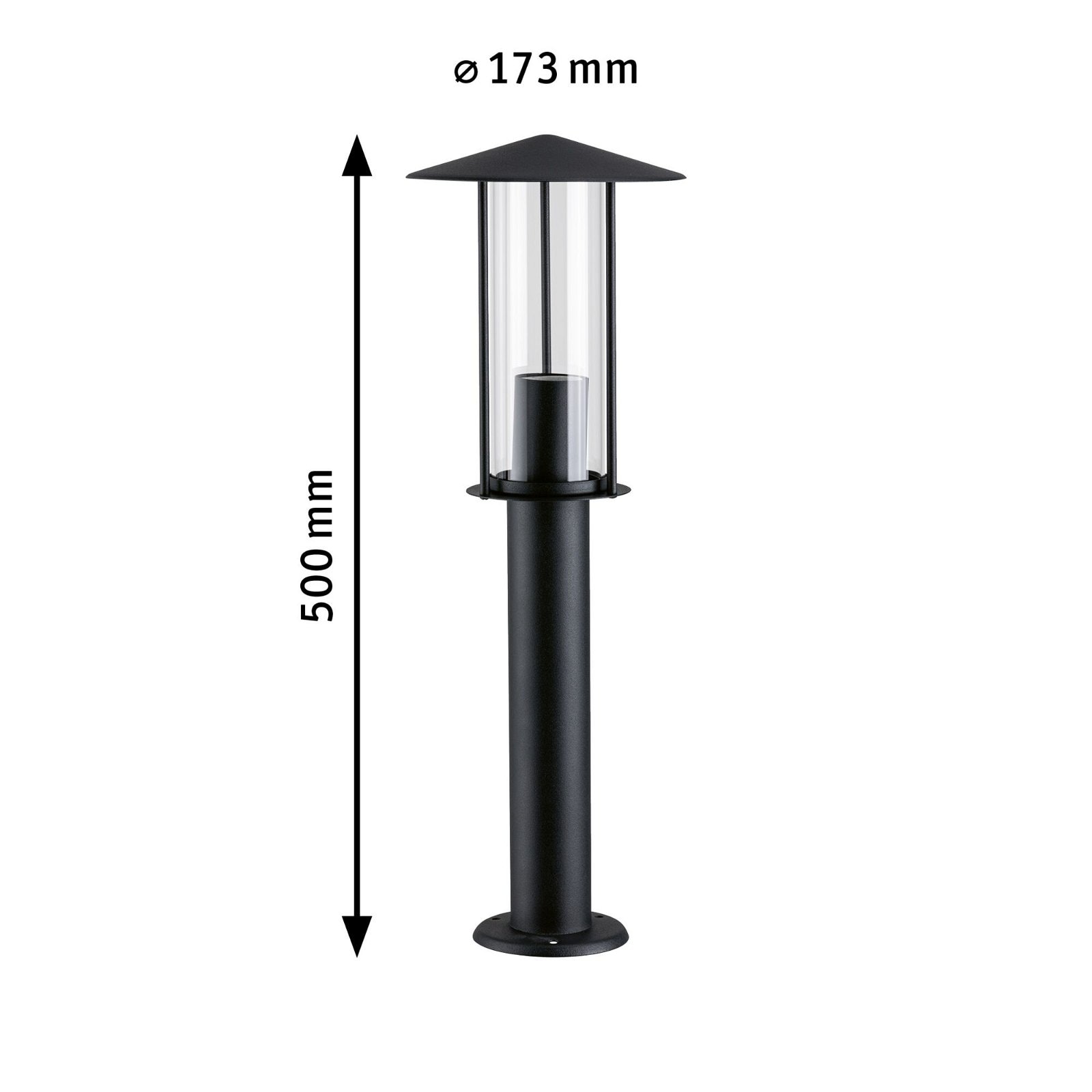 Paulmann Pollerleuchte »Classic IP44 500mm 2200K 4,3W 420lm 230V Schwarz E27 Metall«, 1 flammig, Leuchtmittel E27 | Leuchtmittel wechselbar, insektenfreundlich