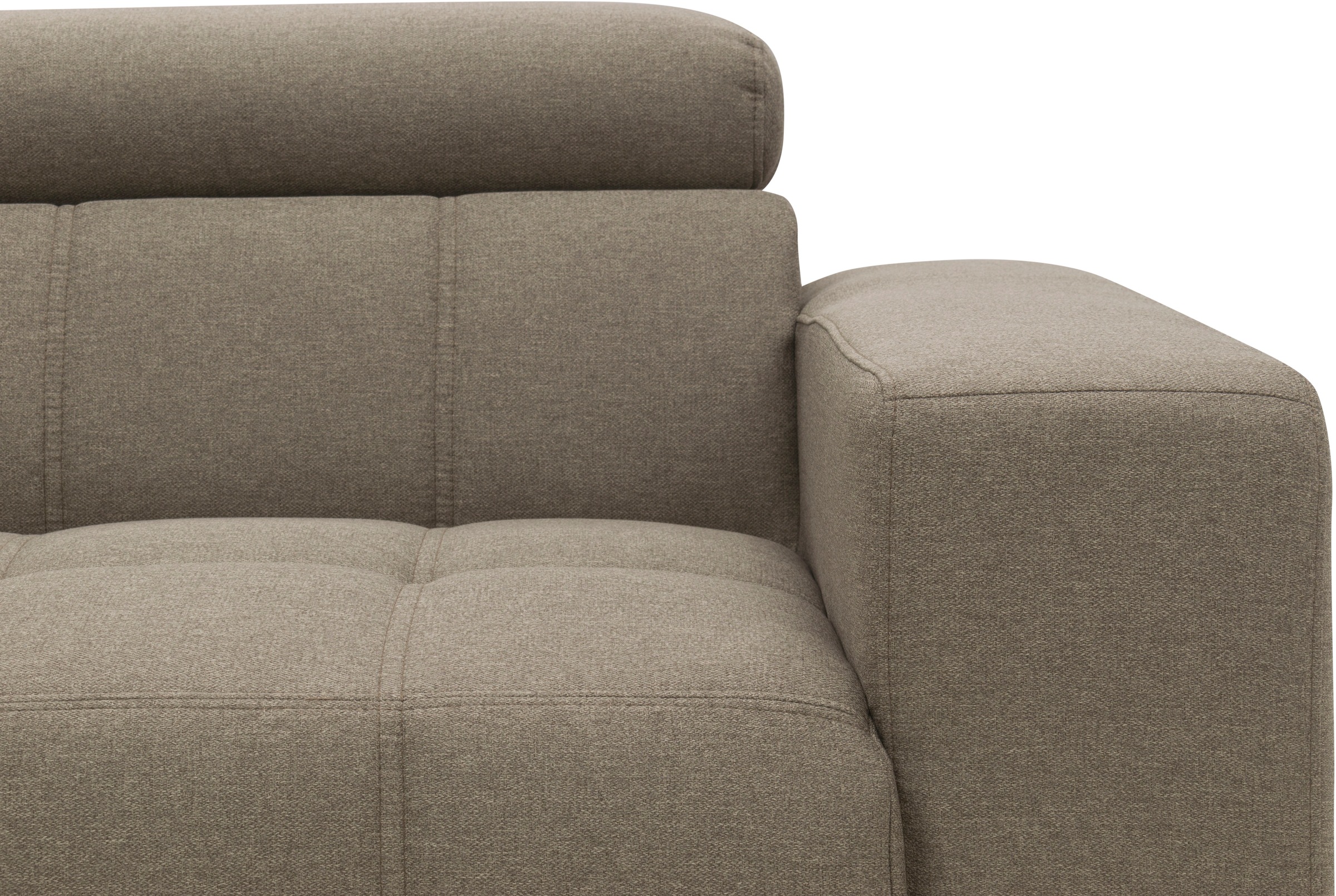 DOMO collection Ecksofa »Trento L-Form, mit Kufenfuß oder Einzelfuß«, wahlweise mit Kopfteilverstellung, Recamiere links/rechts bestellbar