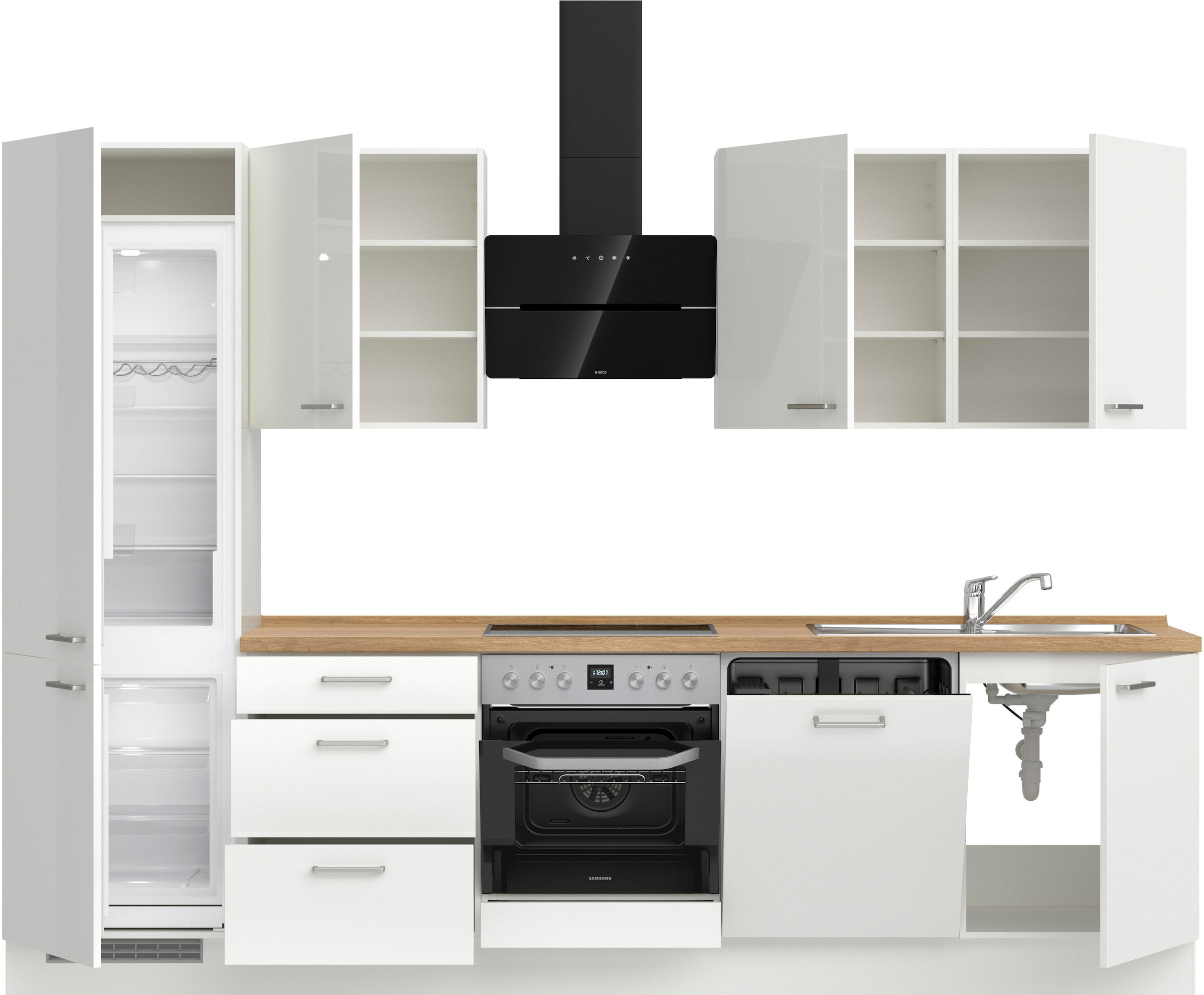 nobilia® Küchenzeile »"Flash II"«, vormontiert, Ausrichtung wählbar, Breite 300 cm, wahlw. mit E-Geräten