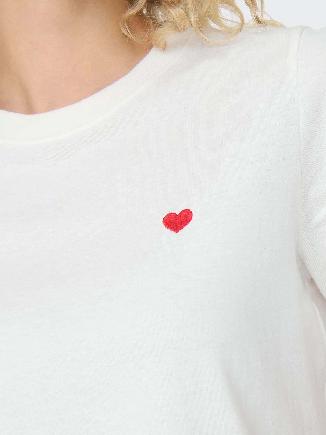 JDY Kurzarmshirt »JDYPISA S/S PRINT TOP JRS NOOS«, mit Herz Stickerei