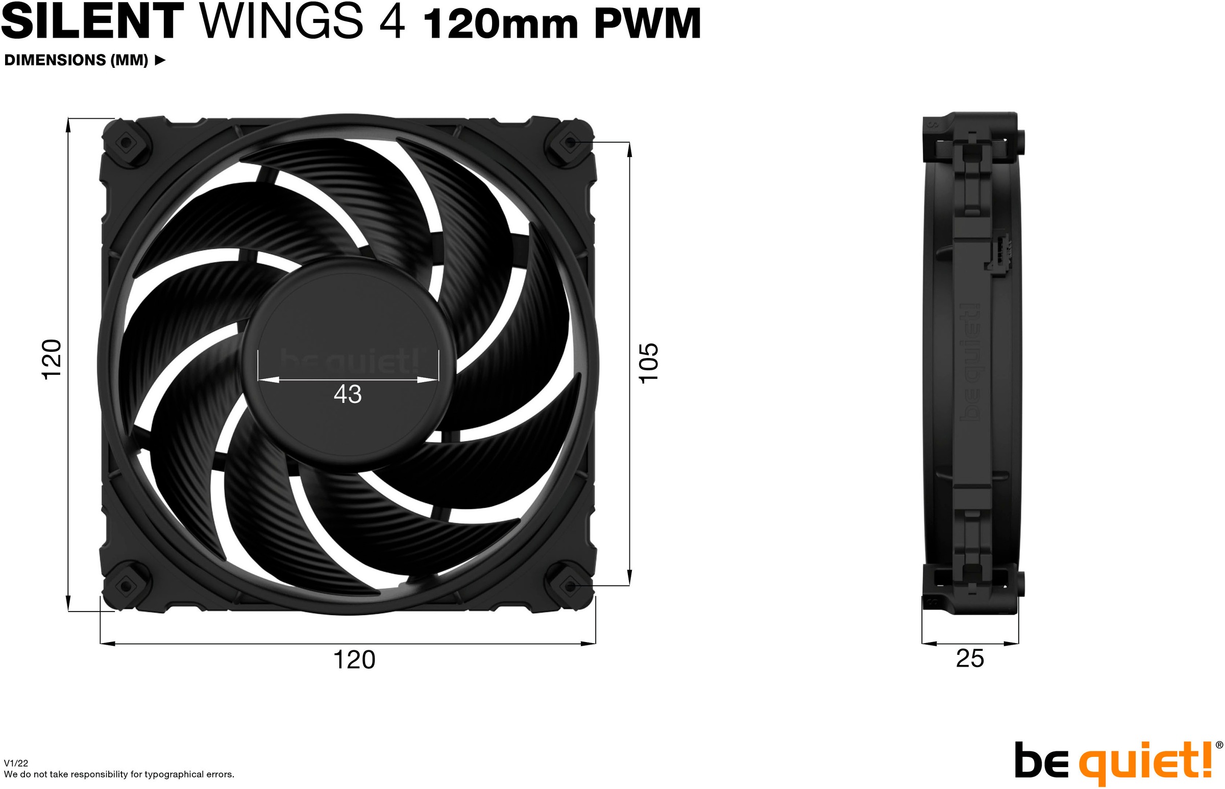 be quiet! Gehäuselüfter »SILENT WINGS 4  120mm PWM«