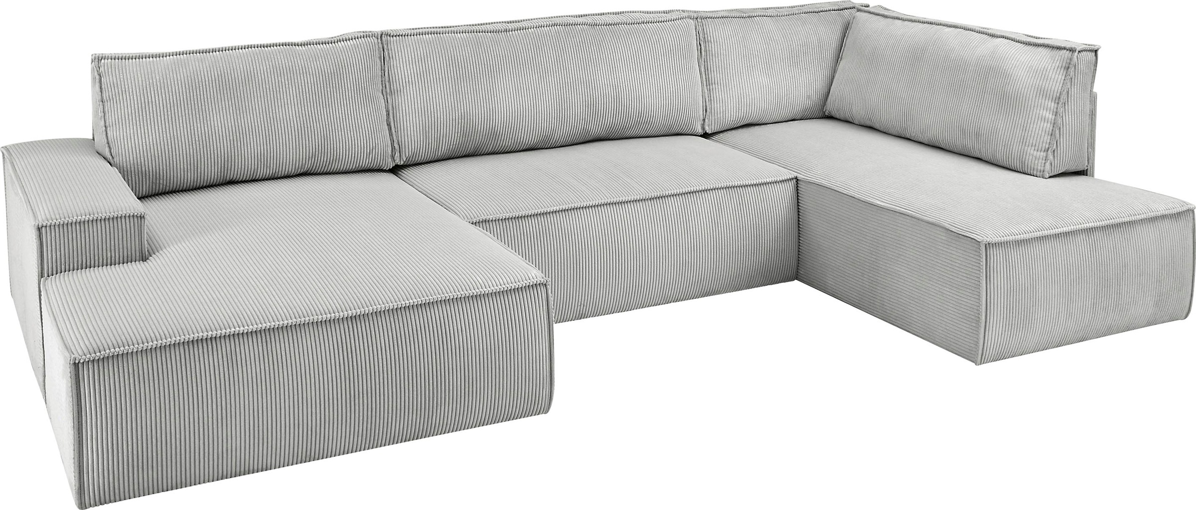 Home affaire Wohnlandschaft »SHERWOOD 329 cm, U-Form, Schlafsofa,«, Schlaffunktion m. Bettkasten (194x139 cm), Cord, Vintage, Samtvelours