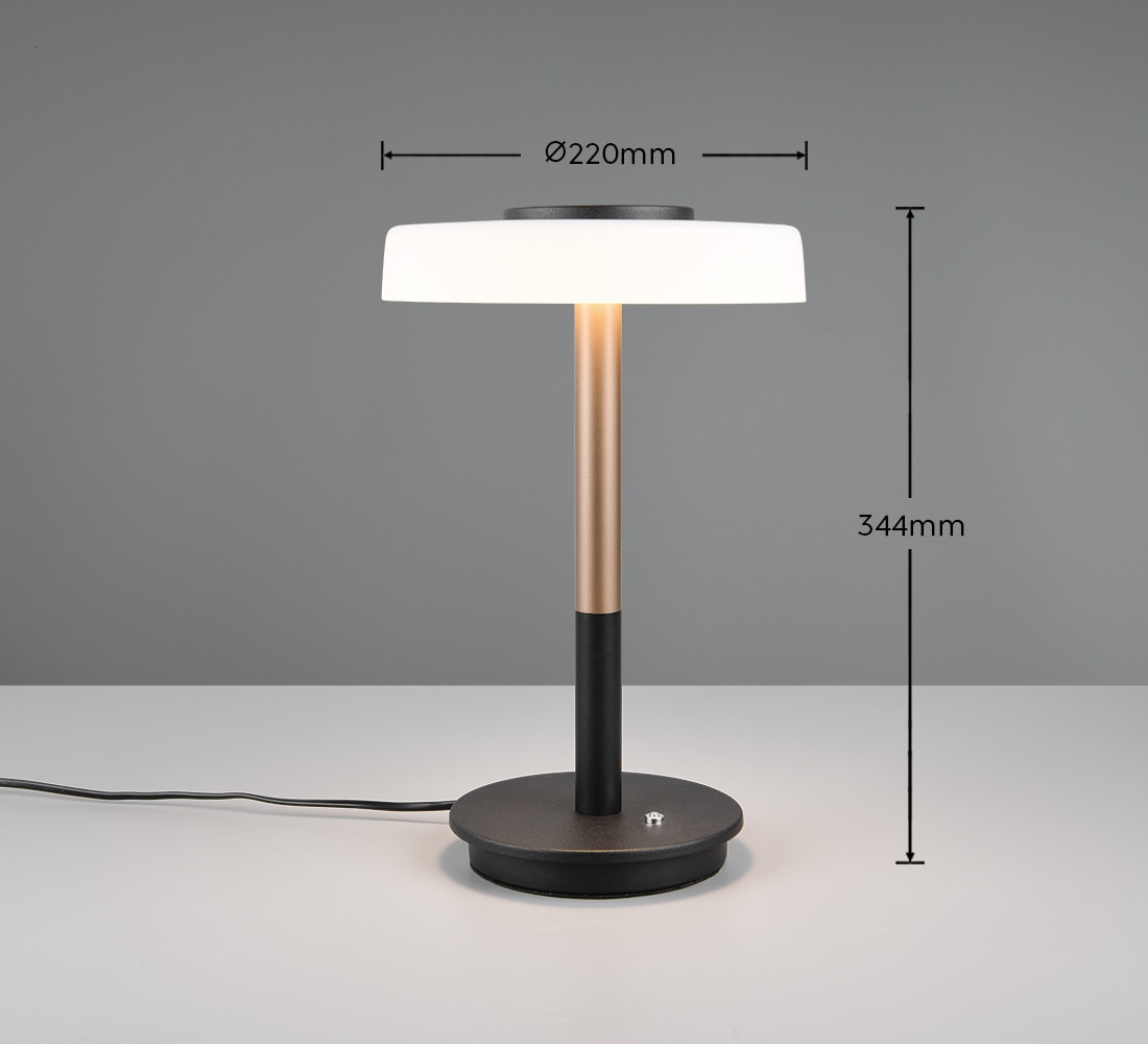 TRIO Leuchten LED Tischleuchte »CELESTE, LED Tischlampe mit 4-Stufen Touchdimmer 10W warmweiß 3000K«, 1 flammig, Leuchtmittel LED-Board | LED fest integriert, 1050 Lumen Höhe 35cm, Tischlampe mit Glasschirm Ø 22cm, Memoryfunktion