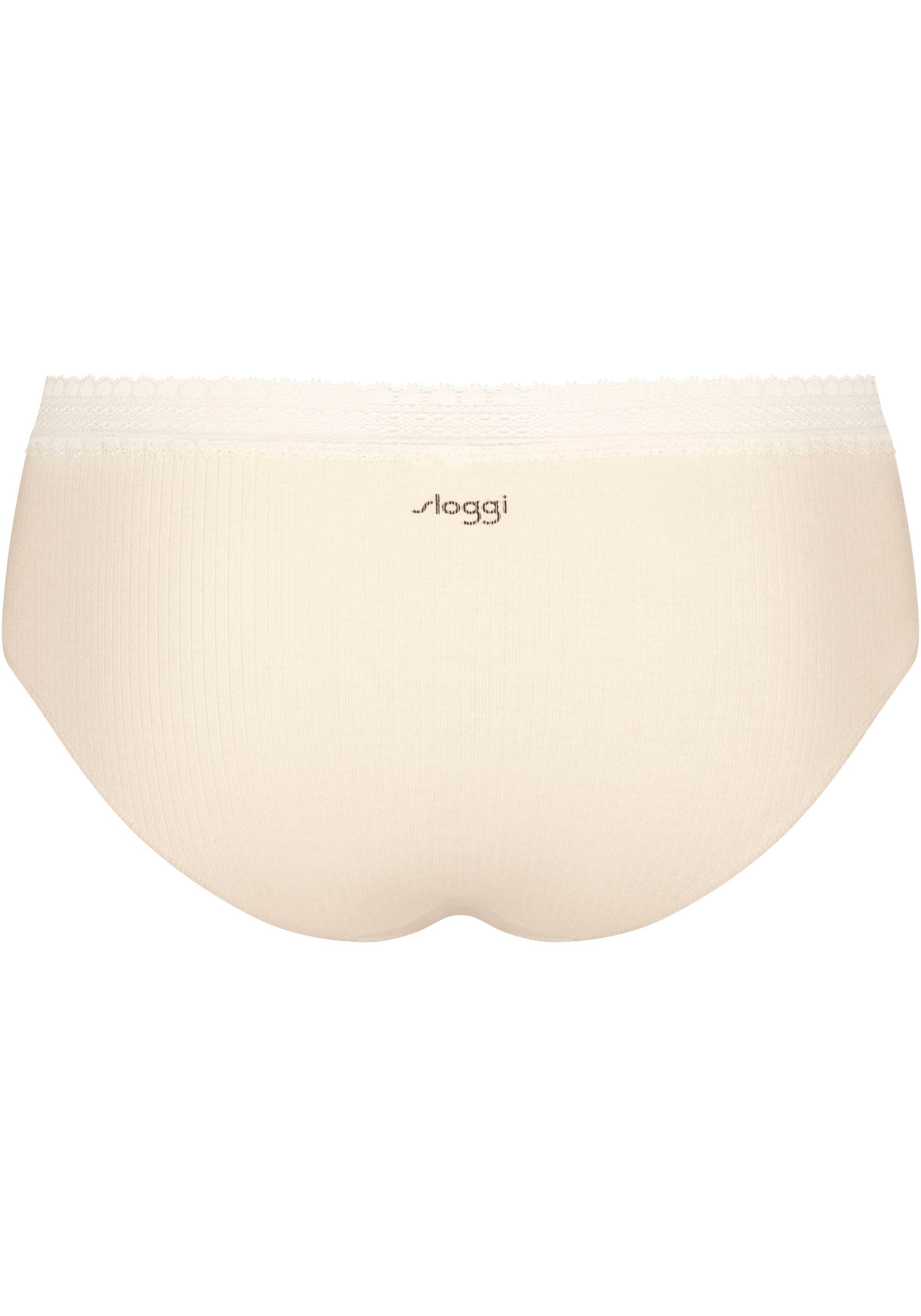 sloggi Slip »GO Ribbed R Hipster C2P«, (2er Pack), weiche Rippware mit Spitzenbesatz