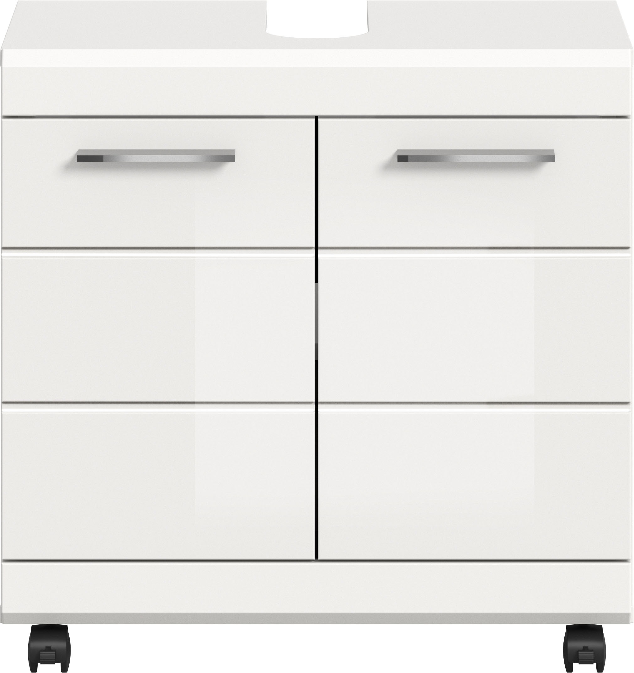 welltime Waschbeckenunterschrank »SIENA, Breite 60cm,  2 Türen, auf Rollen, MDF-Front« TOPSELLER! , mit Siphonausschnitt 10x25 cm,  in verschiedenen Farben erhältlich, Badmöbel, Badschrank, Kommode, Bad