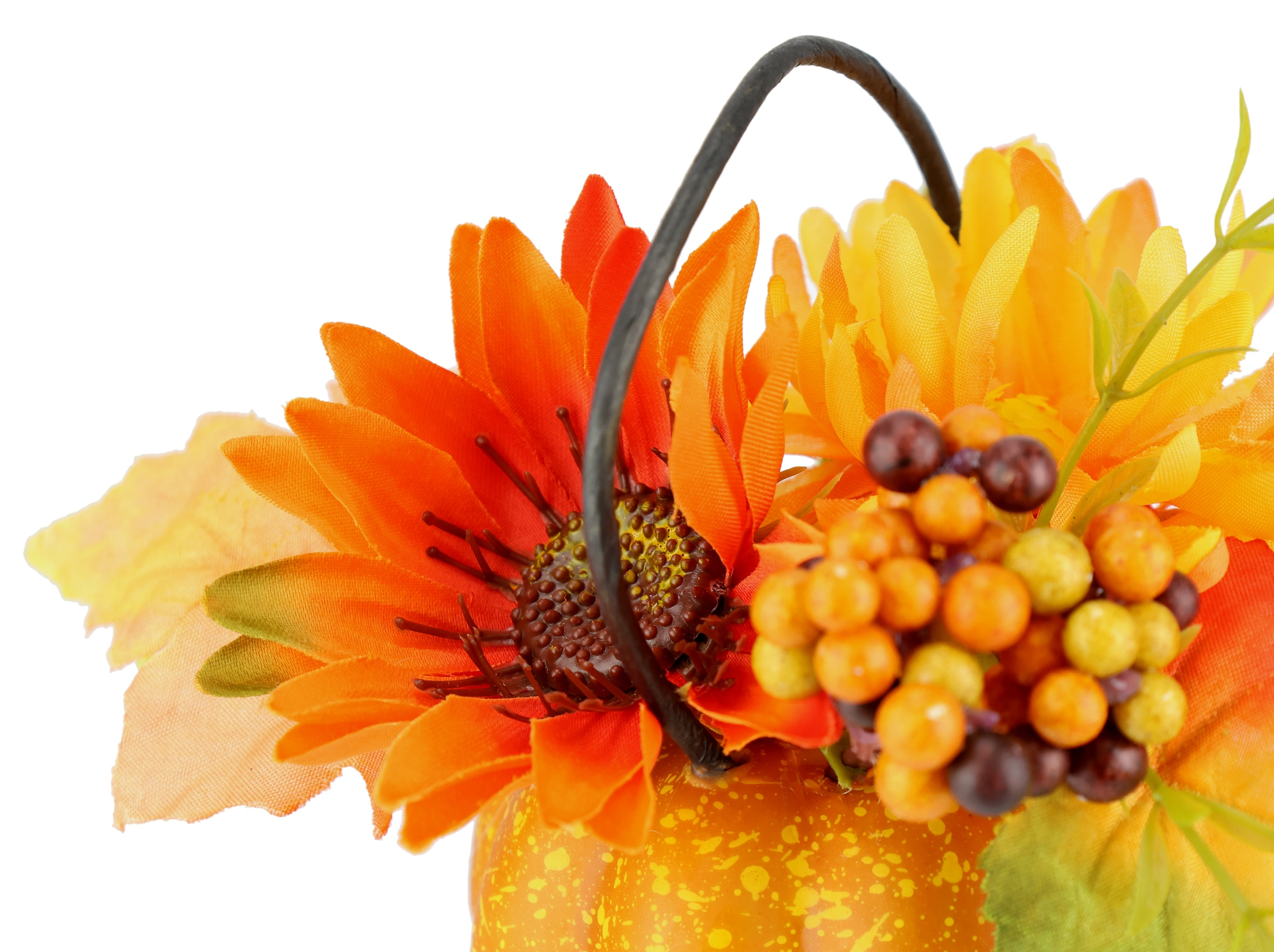 I.GE.A. Kunstblume »Dahlien-Gesteck im Kürbis«, Mit Beeren Blume Dekoblume Gesteck Herbstblume Herbstdeko Mittelstück