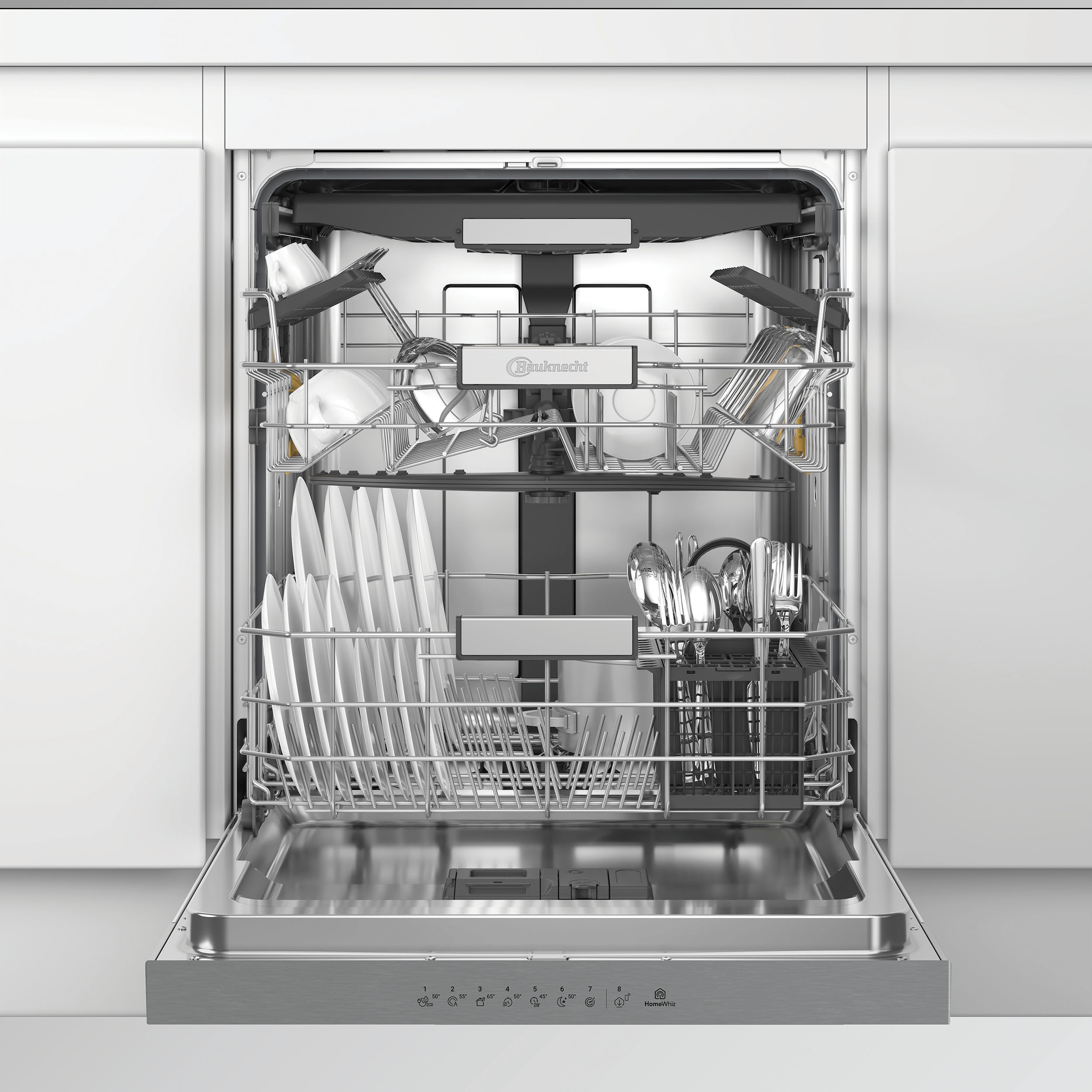 BAUKNECHT teilintegrierbarer Geschirrspüler »OBBC Ecosilent2 8650« 8,9 l 14 tlg. Maßgedecke ActiveDry – automatische Türöffnung, 2+2 Herstellergarantie