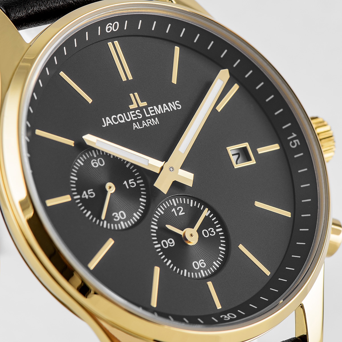 Jacques Lemans Quarzuhr »London, 1-2125C«, Armbanduhr, Herrenuhr, Datum, Leuchtzeiger, Lederarmband