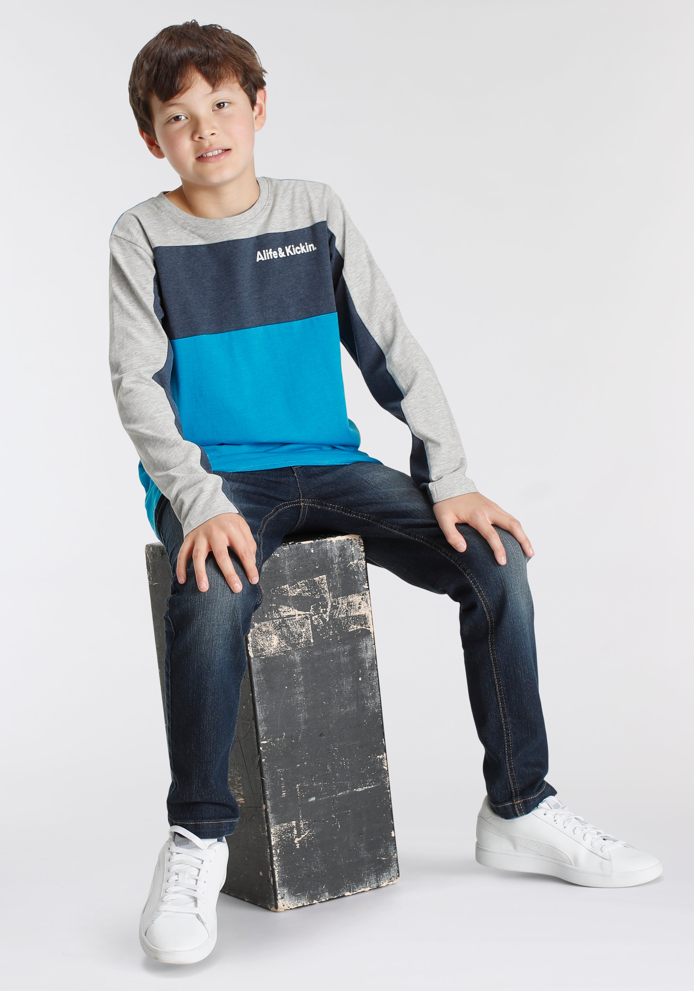 Alife & Kickin Form Straight-Jeans im Jungen«, »für schmale mit Hosenbund, online bei Logo-Print