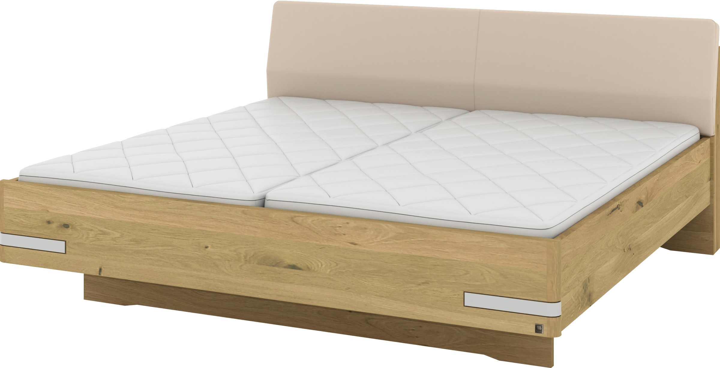 Musterring Holzbett »Savona«, (Belastbarkeit 220 Kg, 4-fache Liegehöhenverstellung, MADE IN GERMANY), Kopfteil Kunstleder Champagner, Details in Chrom, verschiedene Größen