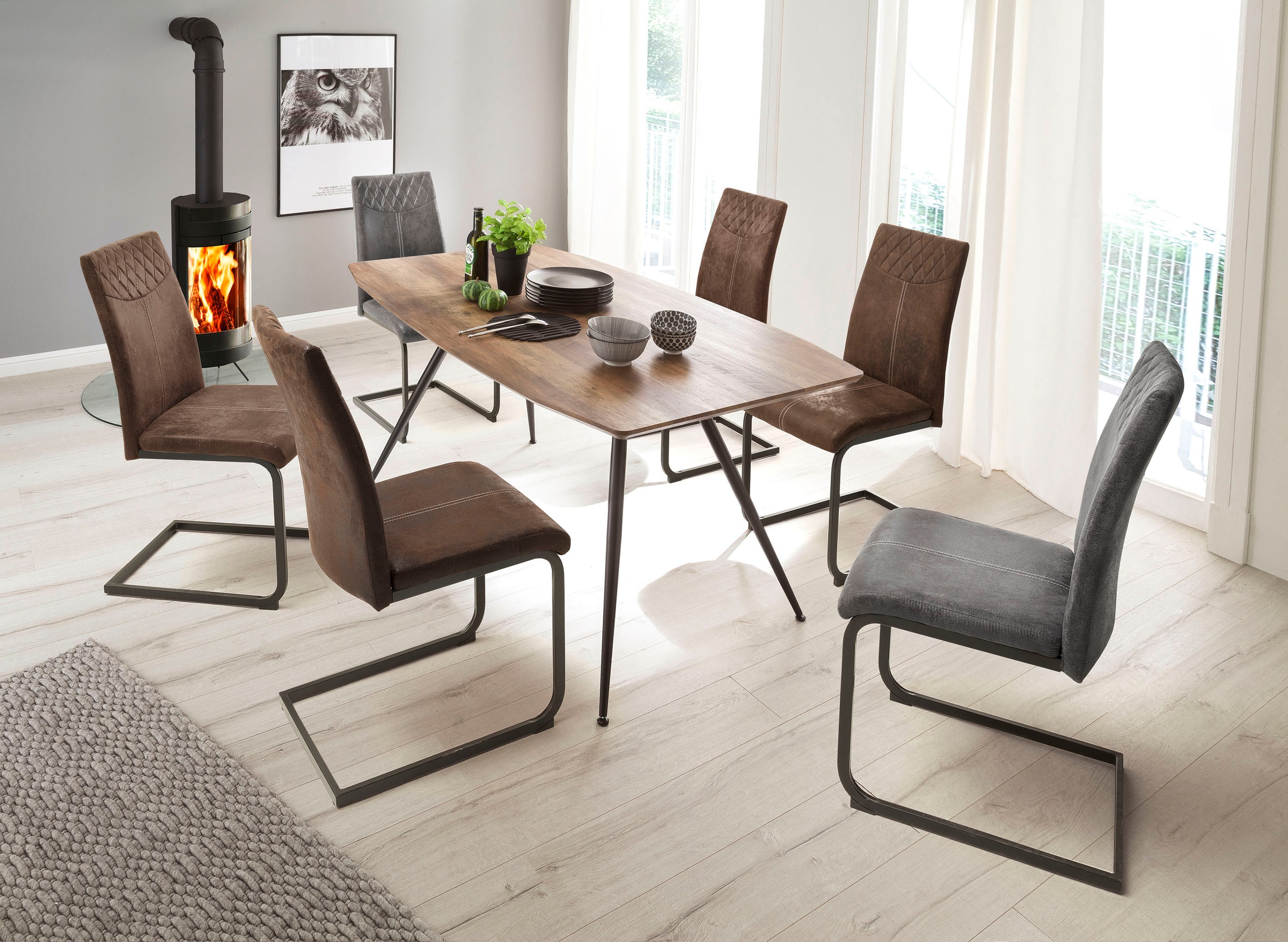 MCA furniture Esszimmerstuhl »Aosta«, (Set), 4 St., Stoffbezug, Stoffbezug Vintagelook, Stuhl belastbar bis 120 Kg