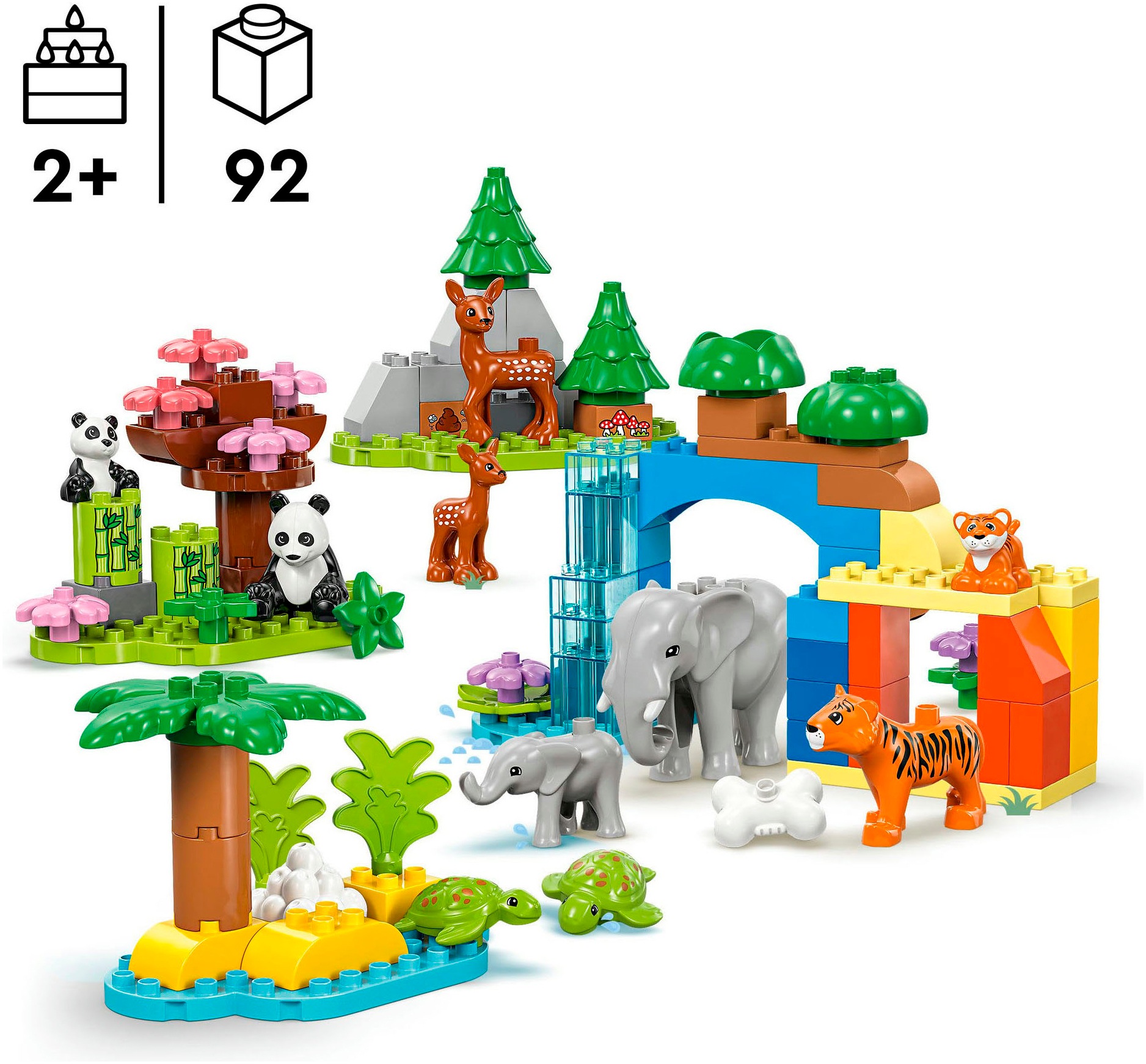 LEGO® Konstruktionsspielsteine »Wildtier-Familien 3-in-1-Set (10446), LEGO DUPLO Town«, (92 St.), Made in Europe