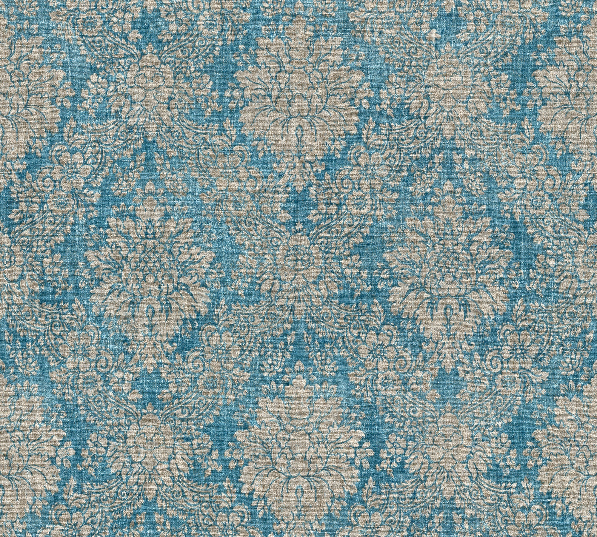 A.S. Création Vliestapete »Styleguide Vliestapete Barock Mustertapete Ornamente Blau Beige«, Strukturmuster, moderne Tapete mit Klassik-Muster Vliestapete für Schlafzimmer Flur