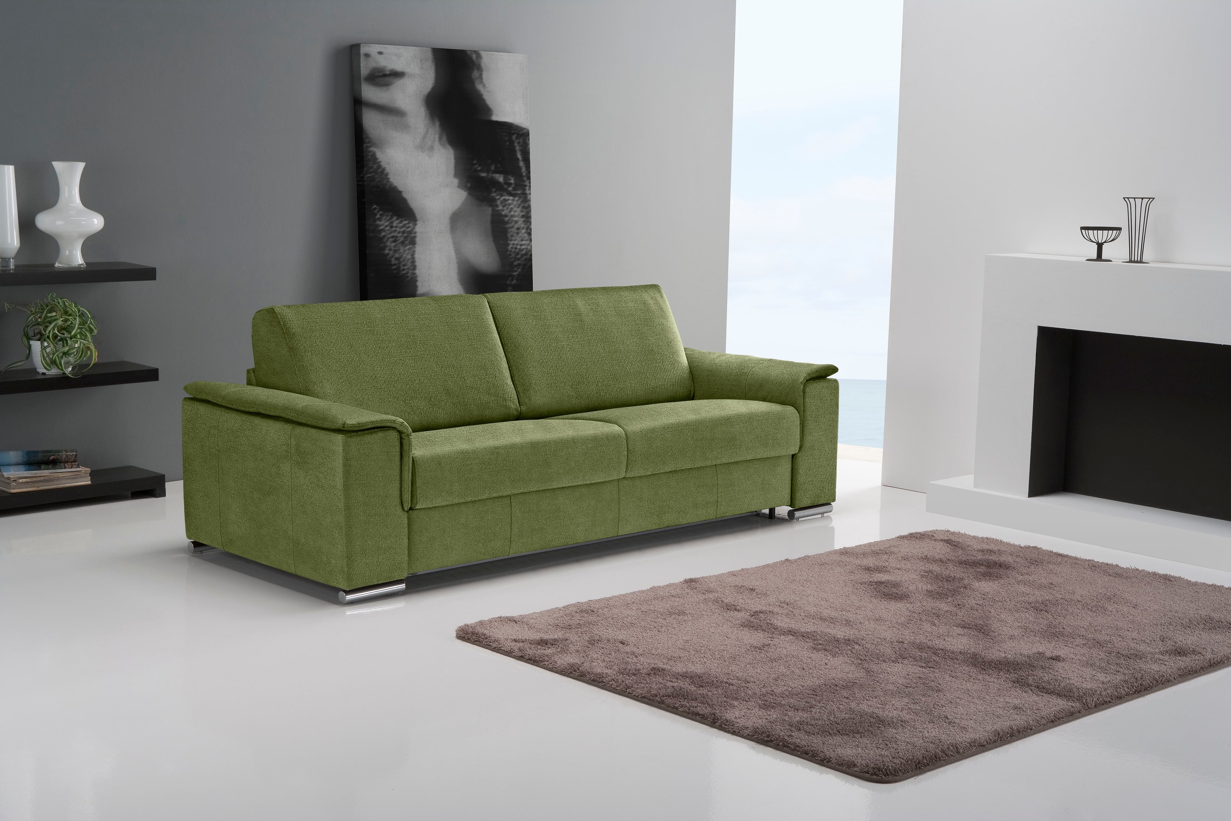 Egoitaliano Schlafsofa »Cecilia, modern & elegant, erstklassiger Sitzkomfort, Dauerschläfer«, inkl. Matratze und hochwertigem Metallbettrahmen, toller Schlafkomfort
