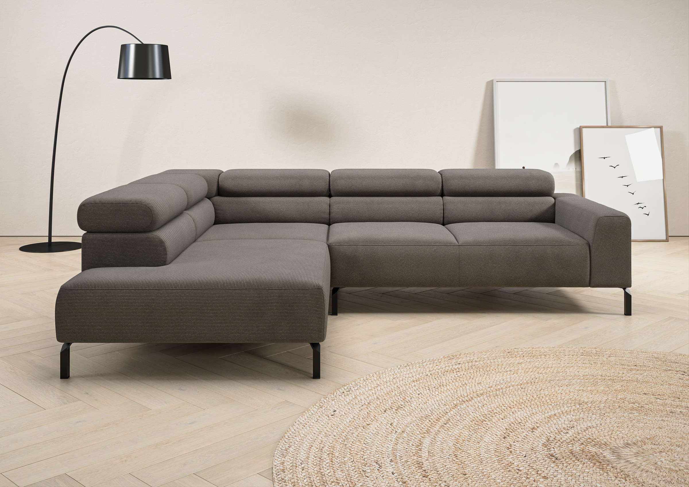 Places of Style Ecksofa »Antonelli, L-Form, inkl. Kopfteilverstellung, Brei günstig online kaufen