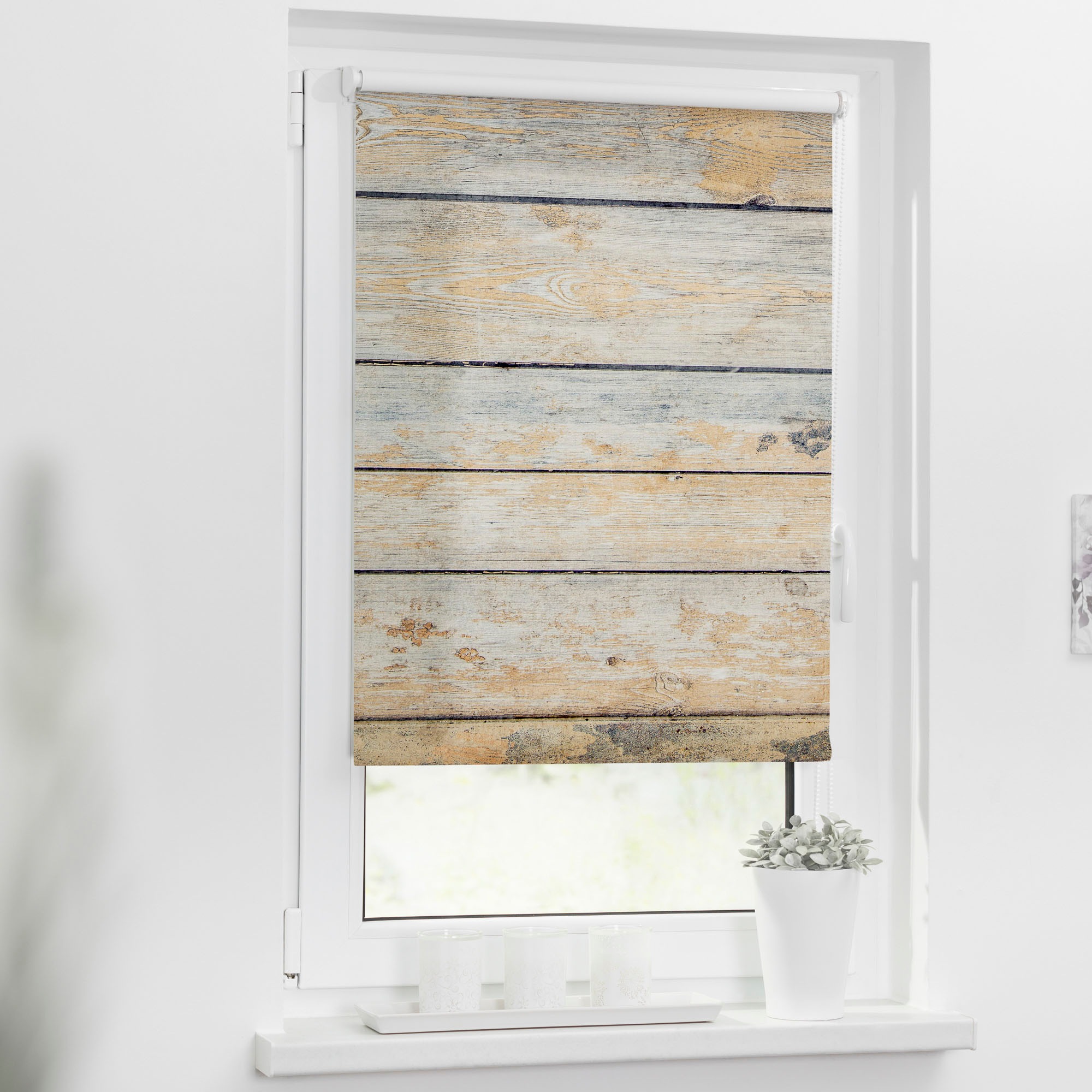 LICHTBLICK ORIGINAL Seitenzugrollo »Klemmfix Motiv Bretter Shabby«, Lichtsc günstig online kaufen
