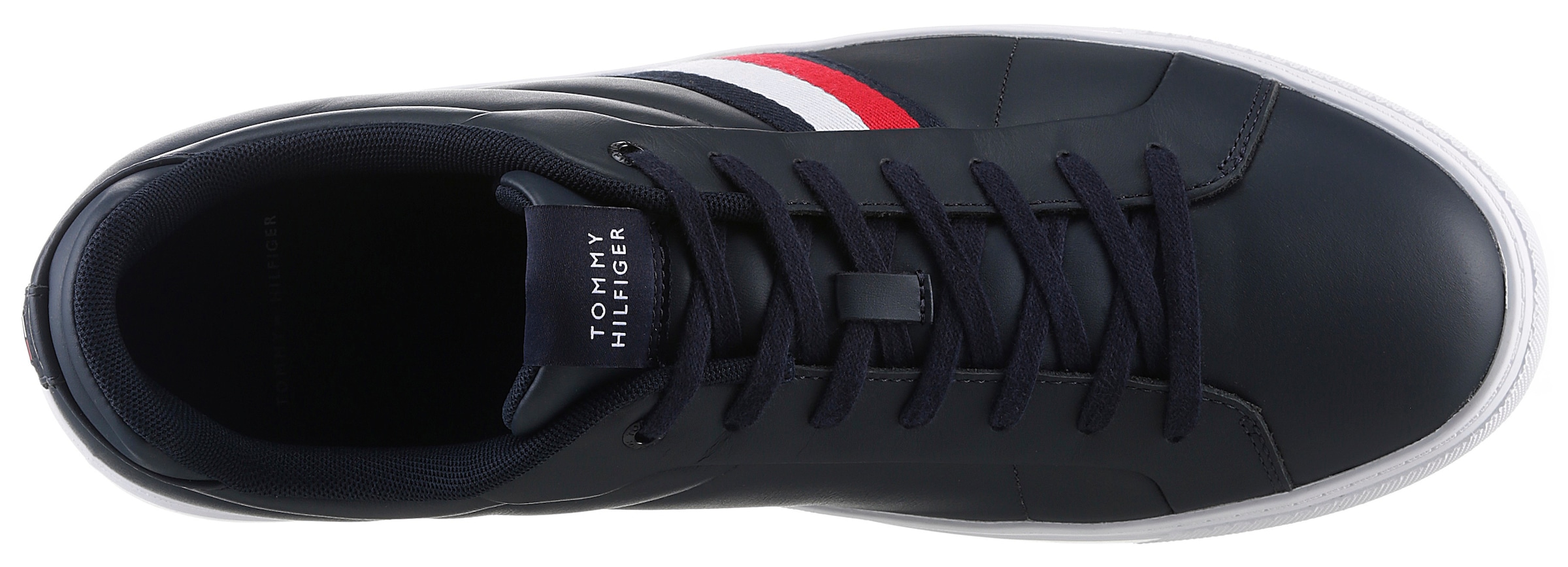 Tommy Hilfiger Sneaker »ICON COURT LTH STRIPES«, Schnürschuh, Freizeitschuh, Halbschuh mit gepolstertem Schaftrand