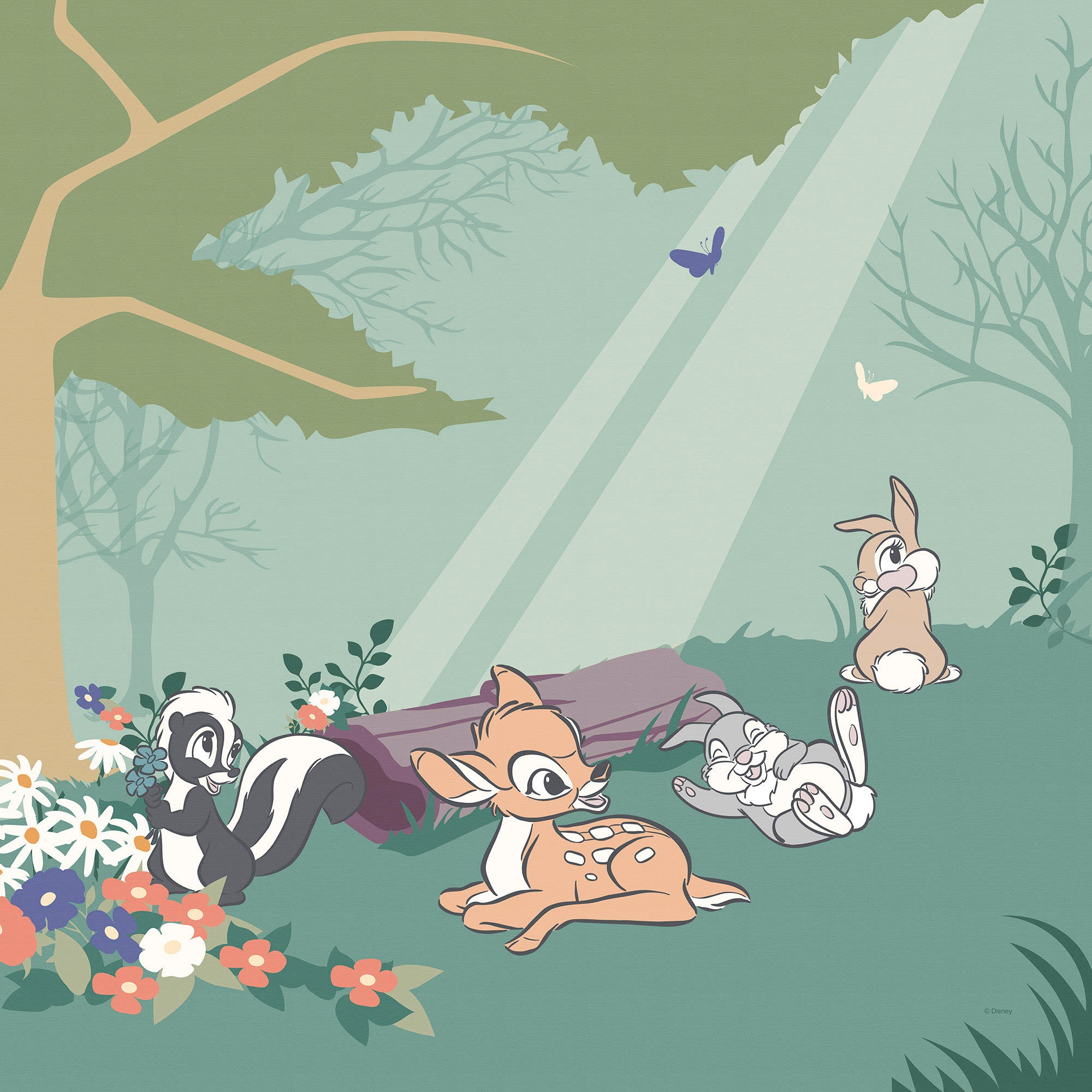 Komar Leinwandbild »Bambi Life in the Forest - Größe 40 x 40 cm«, Disney, (1 St., 40 x 40 cm (Breite x Höhe), Keilrahmenbild mit Echtholzrahmen, Kinderzimmer