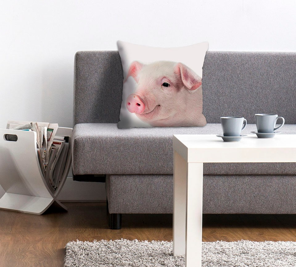 queence Dekokissen »Rebecca«, Kissenhülle,süßes Schweinchen,Rosa,Niedlich,T günstig online kaufen