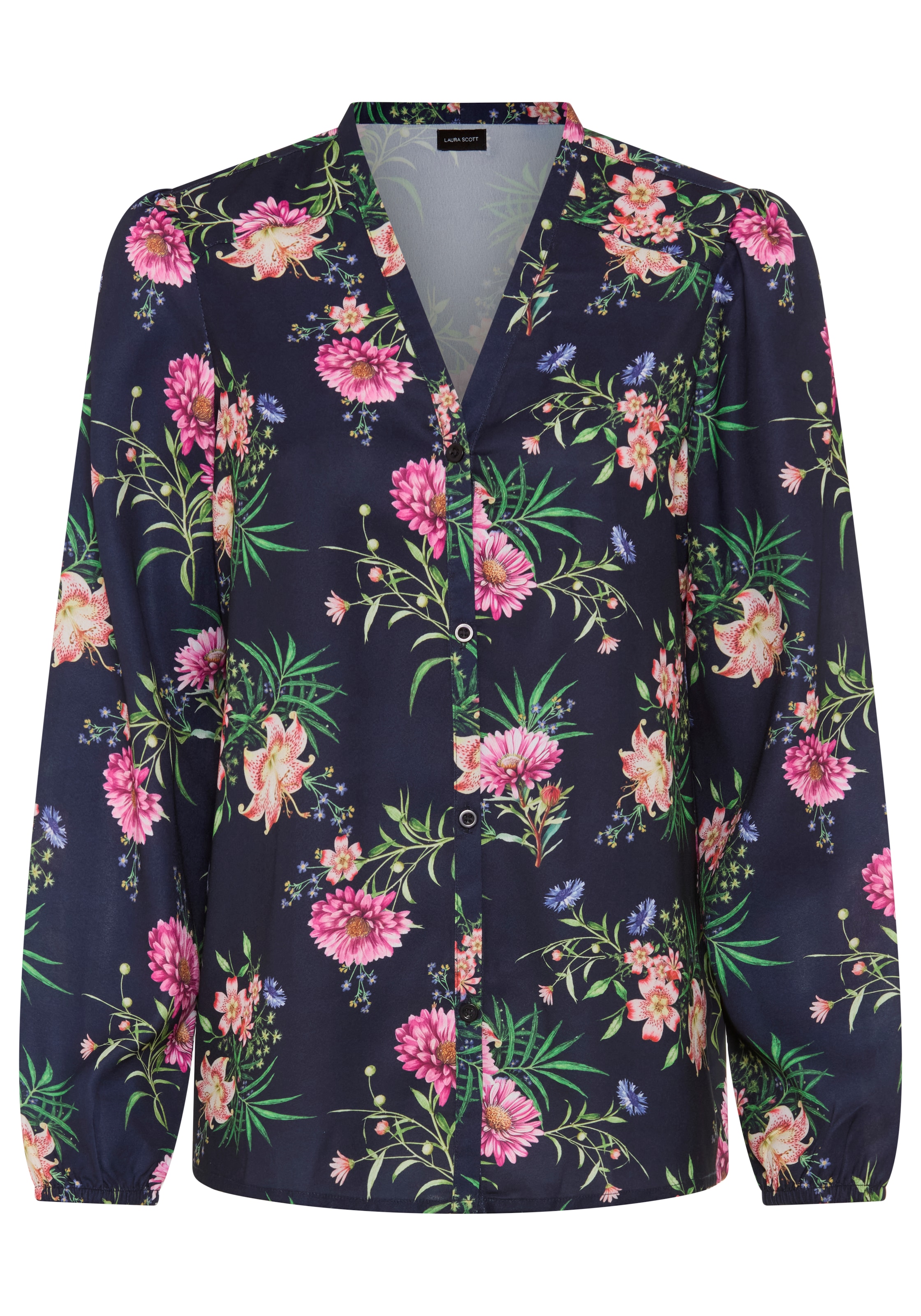 Laura Scott Druckbluse femininer Stil, leicht glänzend, aus Polyester