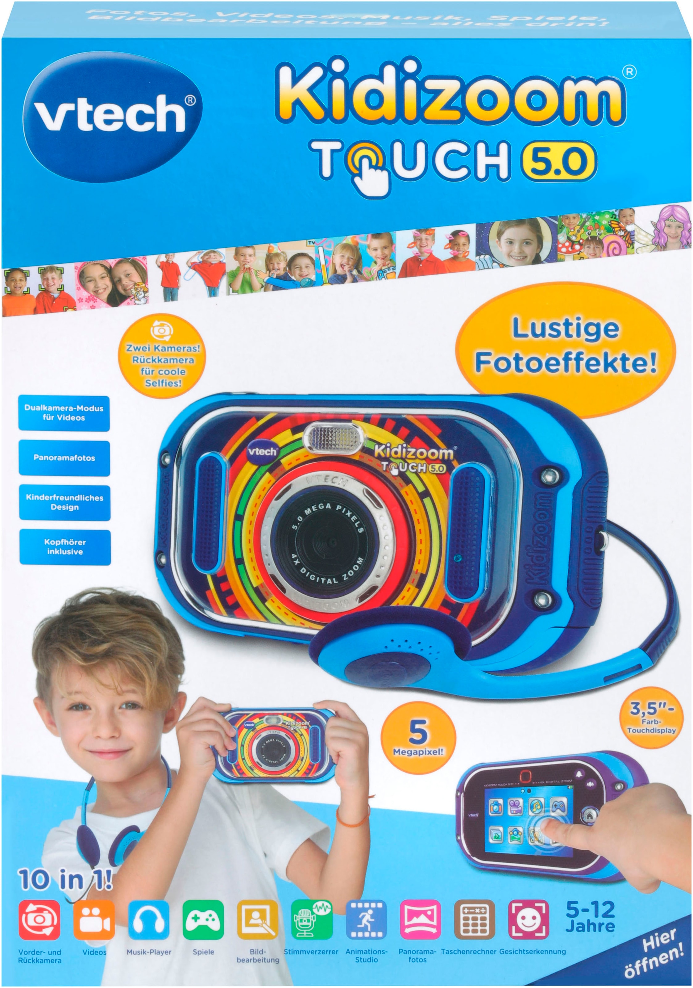 Vtech® Kinderkamera »Kidizoom Touch 5.0, blau«, 5 MP, mit Musik