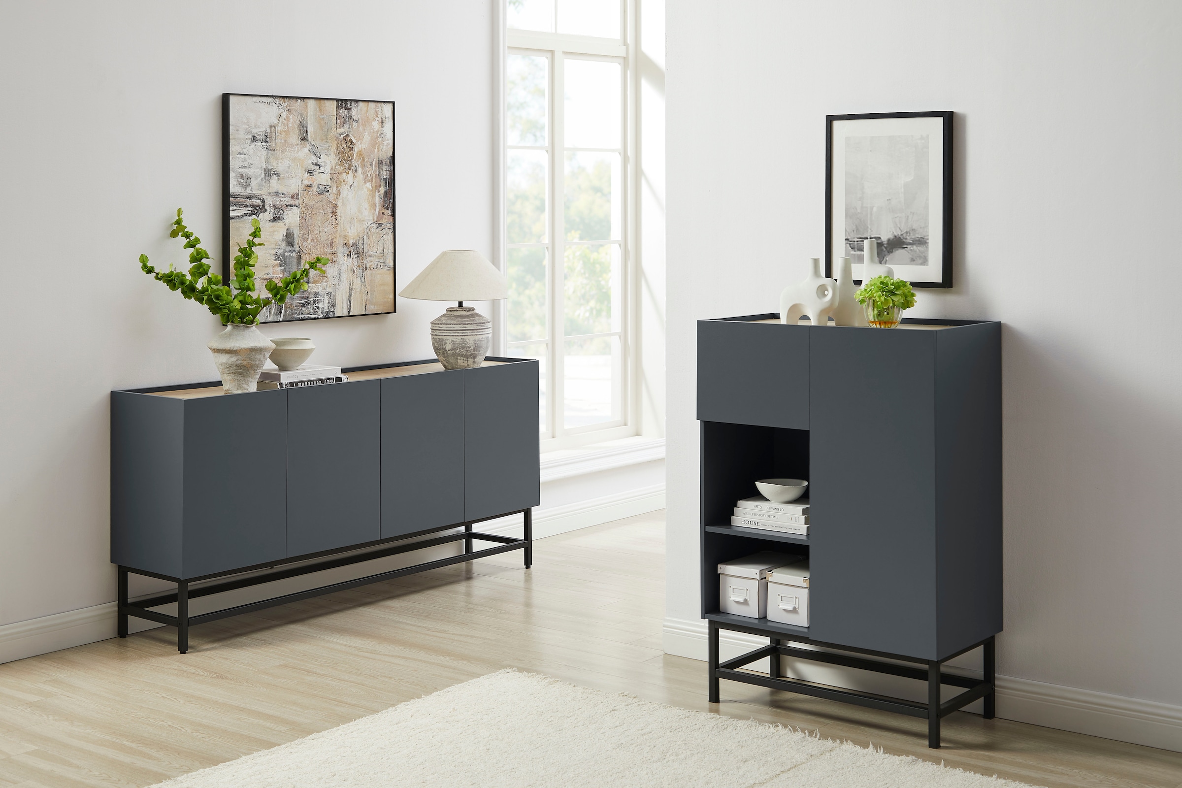 OTTO home Highboard »Azly« pflegeleichte Melaminoberfläche, robustes Metallgestell, ABS-Kanten