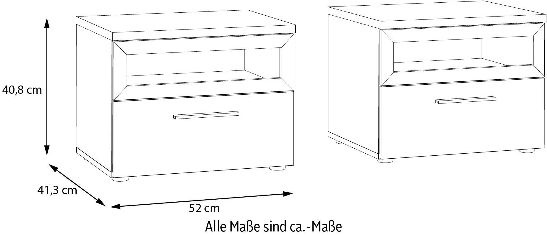FORTE Nachtkommode »MAYACUS« Nachtkommode, Stauraum, Schublade, offenes Fach