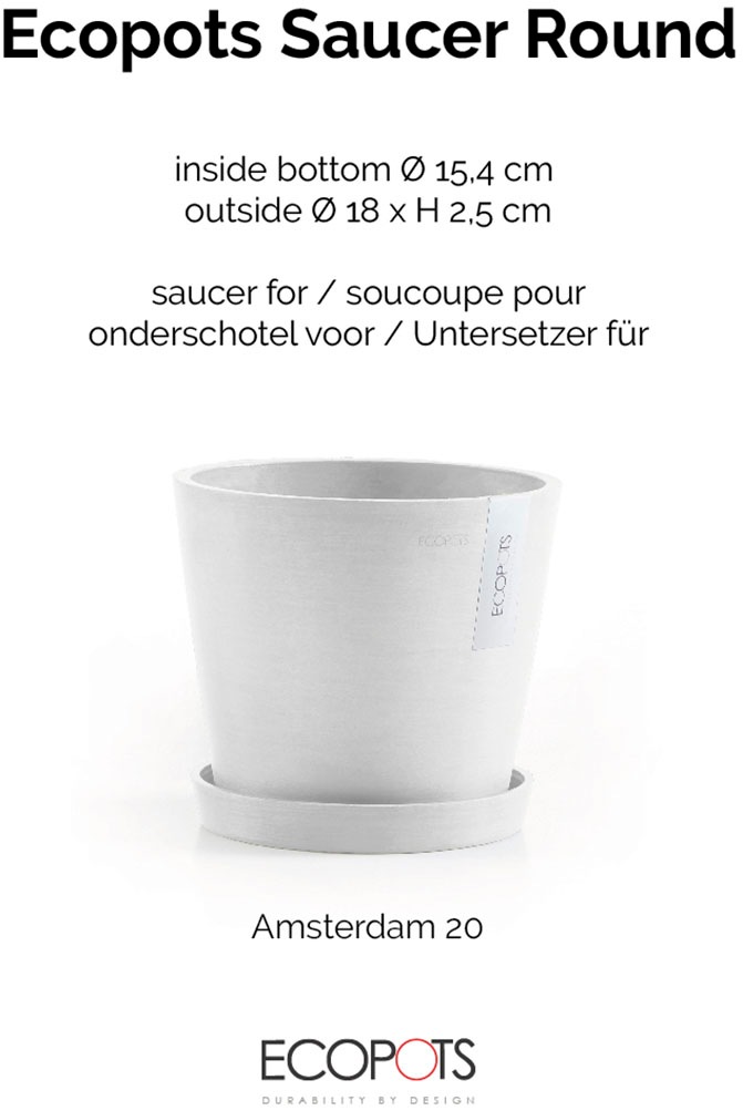 ECOPOTS Topfuntersetzer »Rund 20 Weiß« für innen und außen: frostsicher, bruchsicher und lichtbeständig