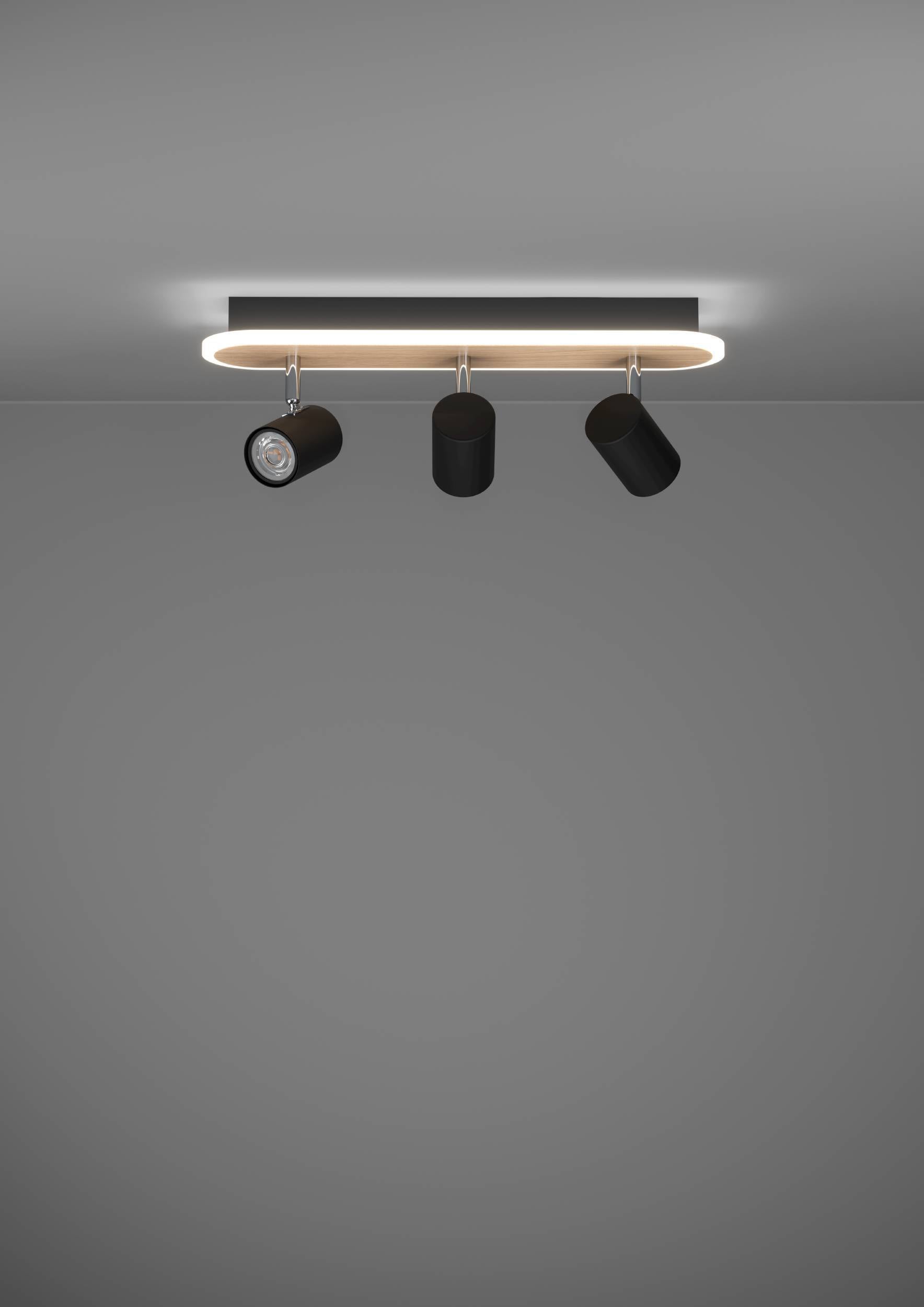 EGLO Deckenleuchte »Rimbocchi Deckenlampe, Metall und Holz-Optik, Spotbalken schwenkbar« LED-Modul 1 Stk. Warmweiß Spot - L46 x B10 x H15 cm - schwarz, braun - 20W inkl.